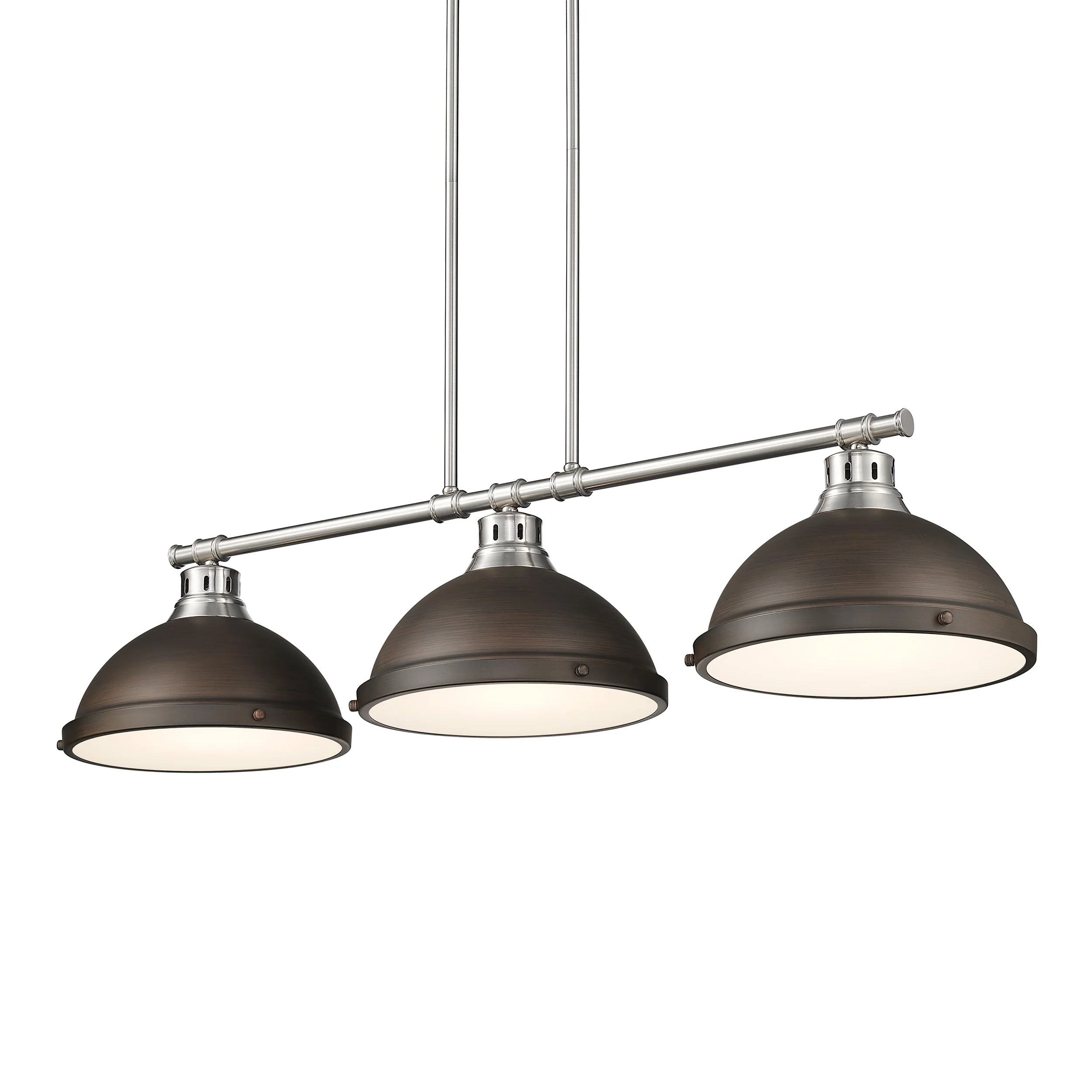 Duncan 3-light Island Light in Pewter and Rubbed Bronze shade