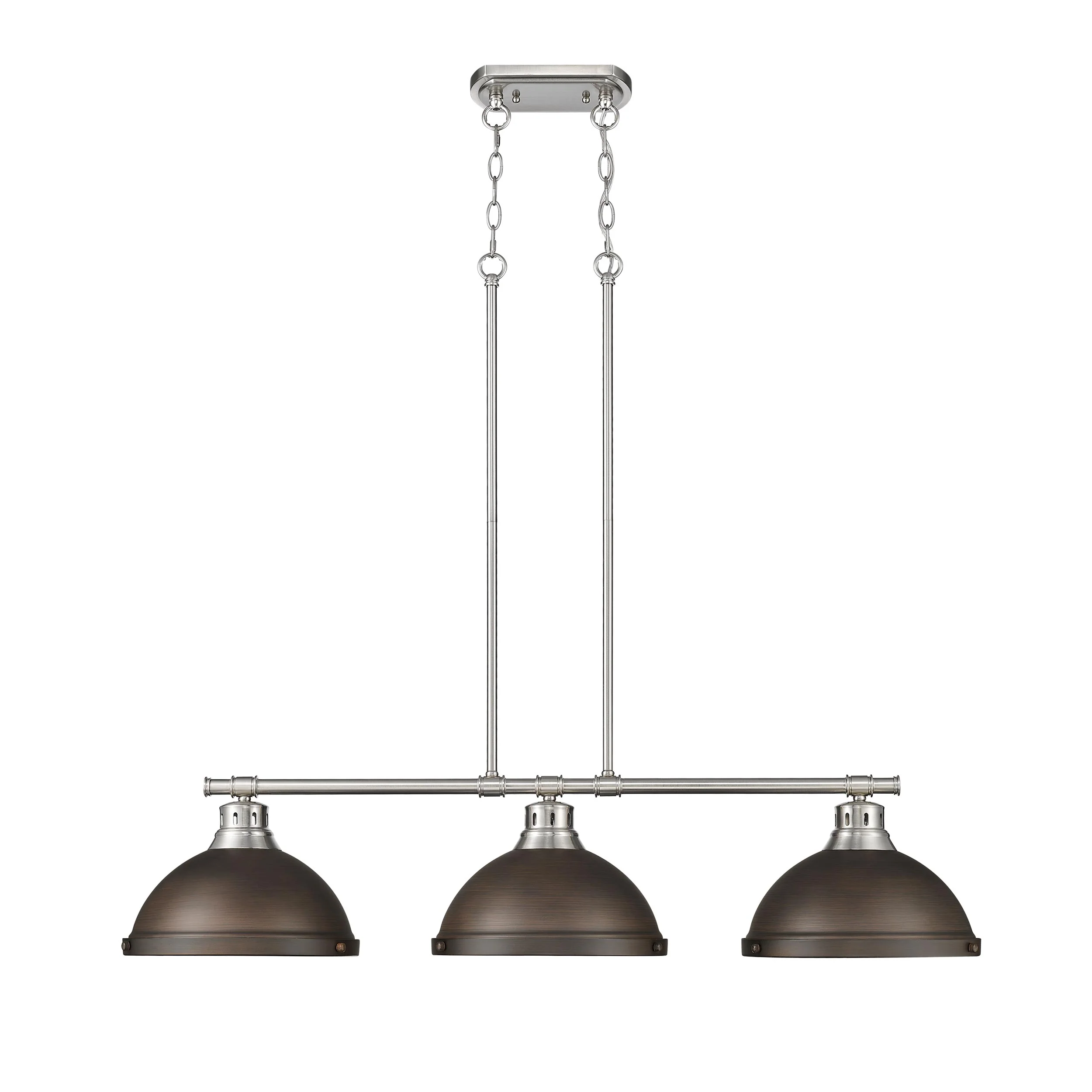Duncan 3-light Island Light in Pewter and Rubbed Bronze shade - Image 5