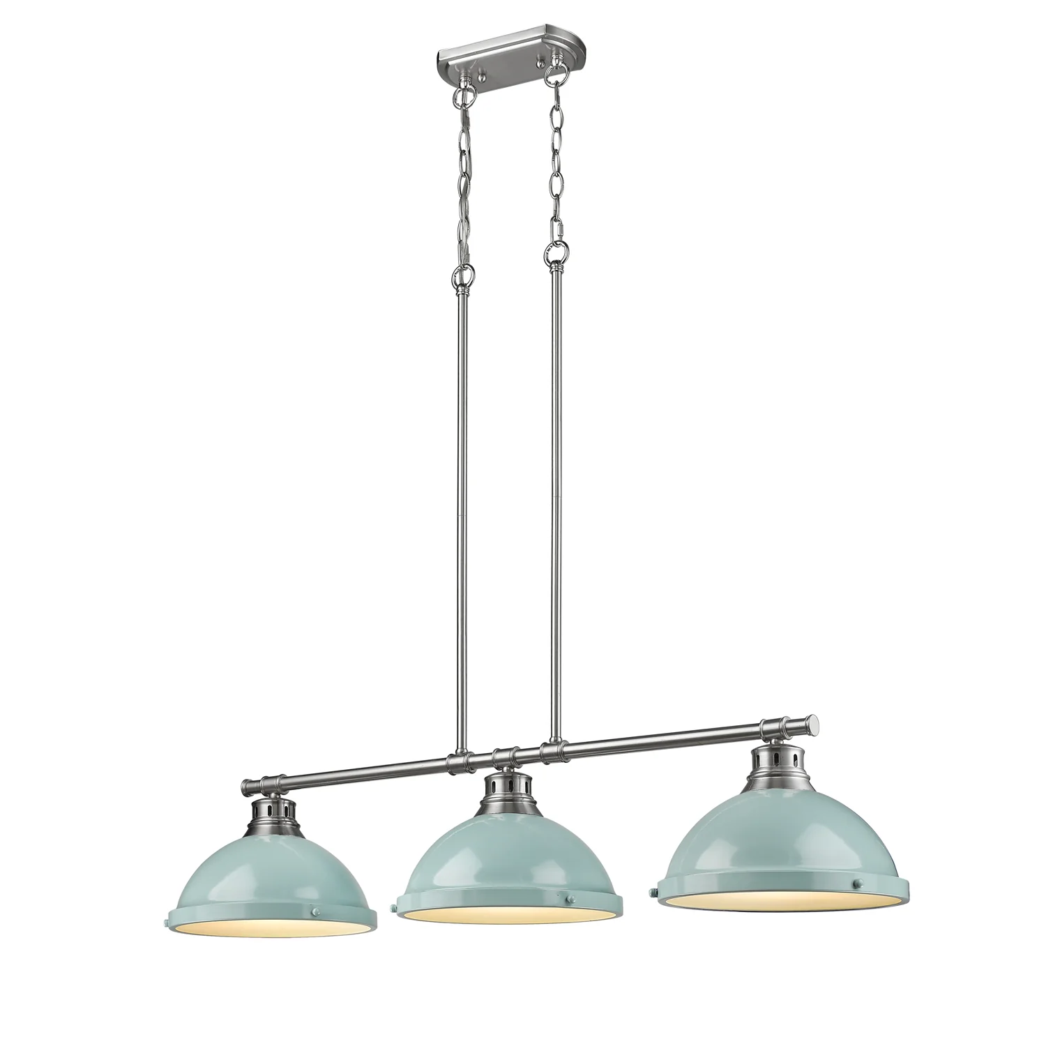 Duncan 3-light Island Light in Pewter and Seafoam shade - Image 2