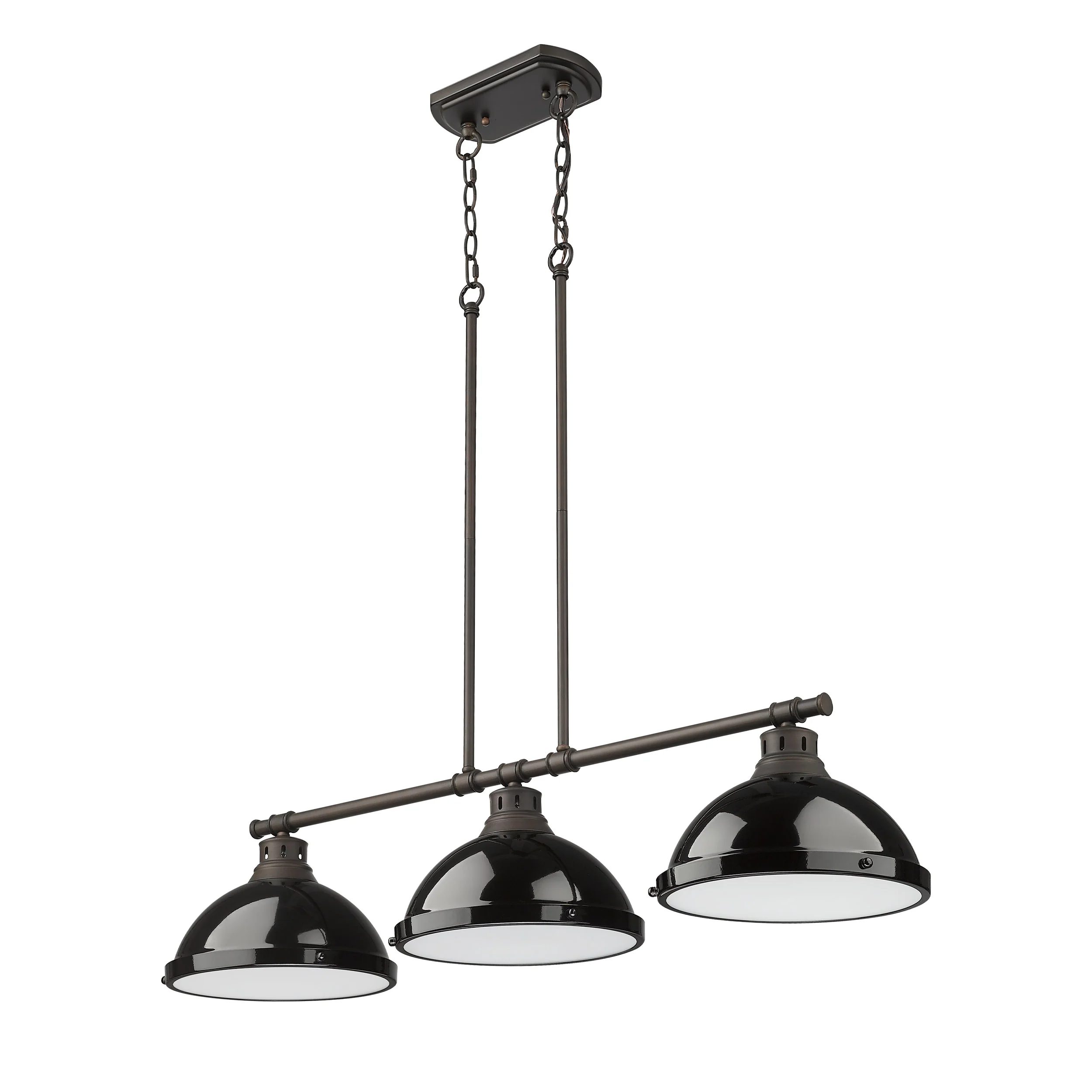 Duncan 3-light Island Light in Rubbed Bronze and Black shade - Image 2