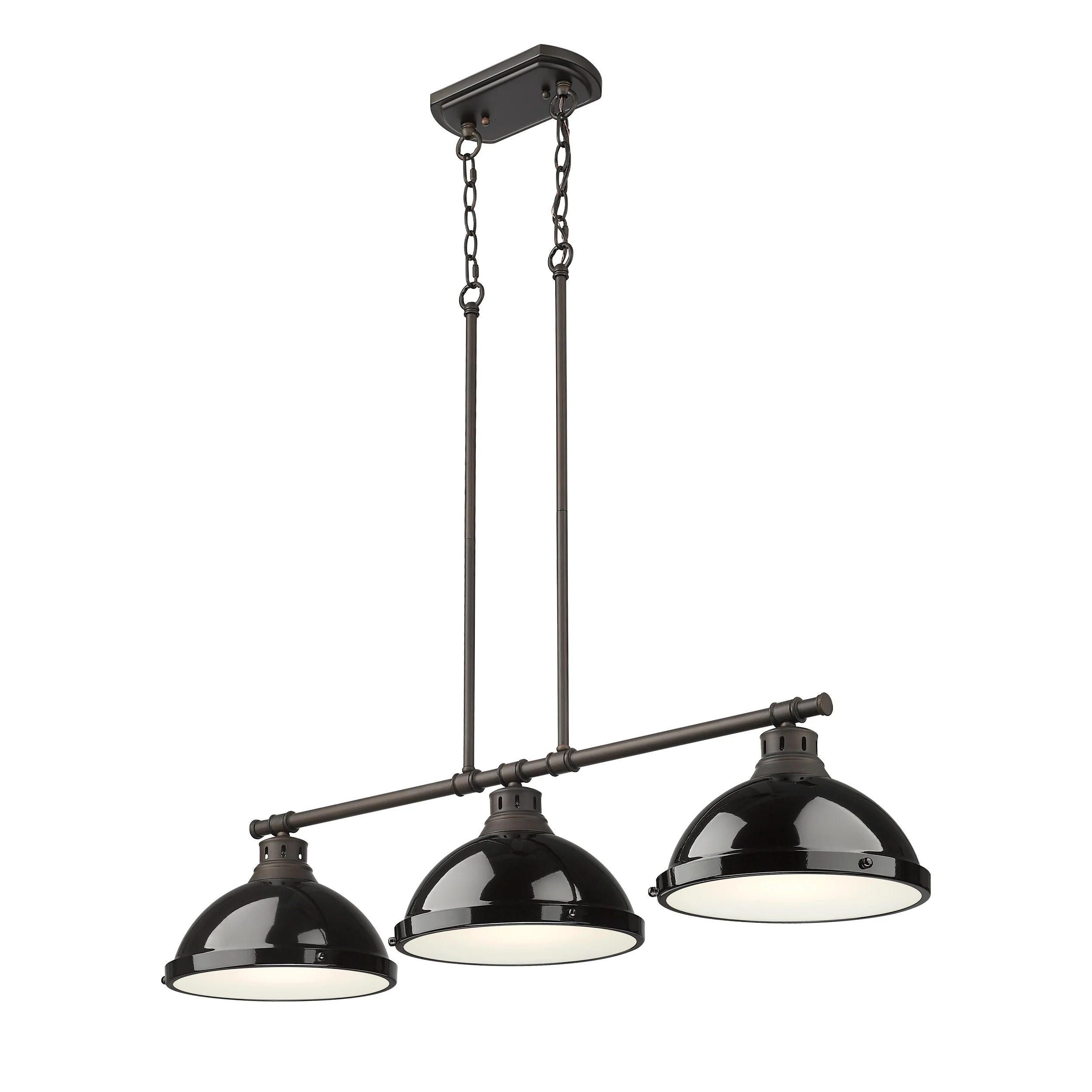 Duncan 3-light Island Light in Rubbed Bronze and Black shade - Image 3