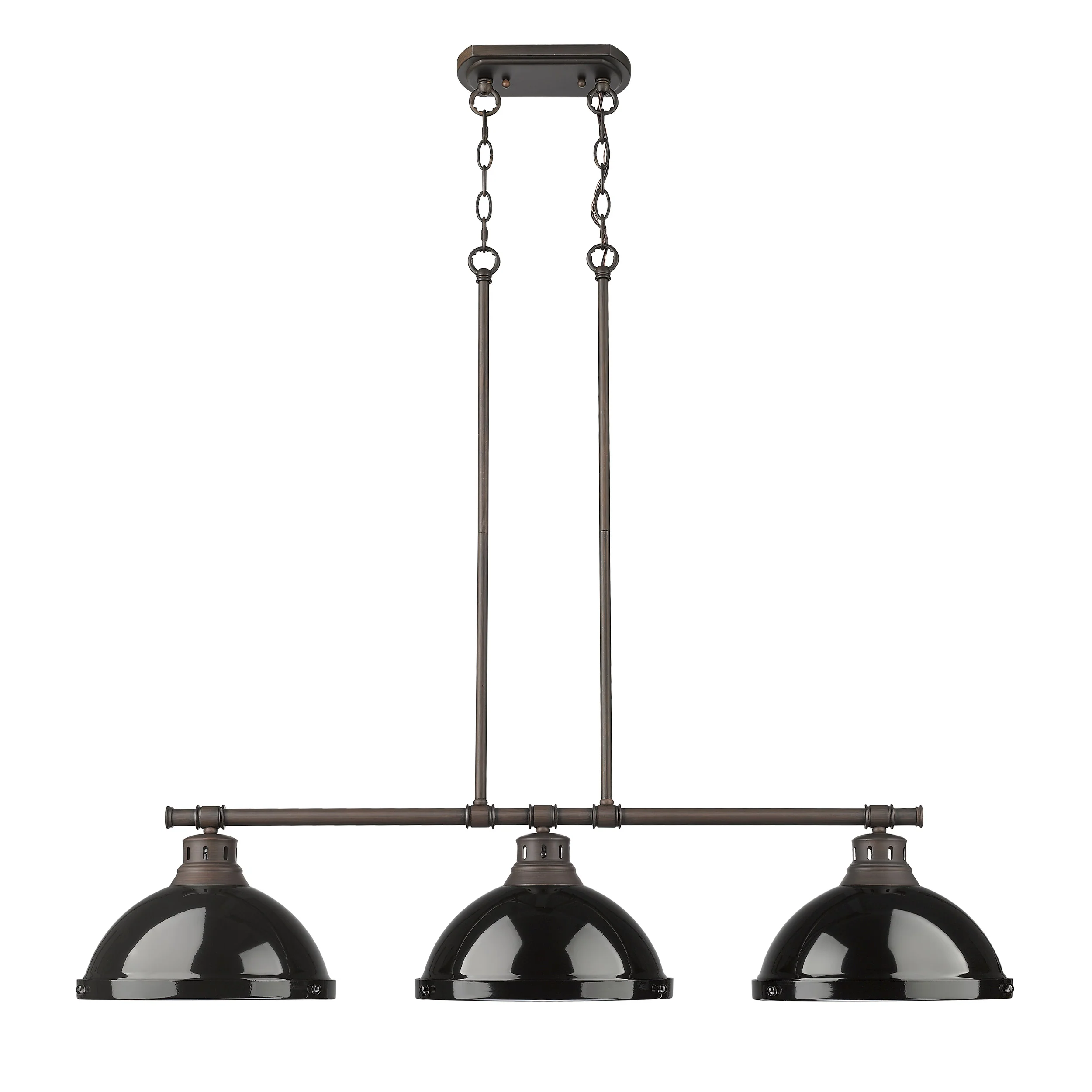 Duncan 3-light Island Light in Rubbed Bronze and Black shade - Image 5