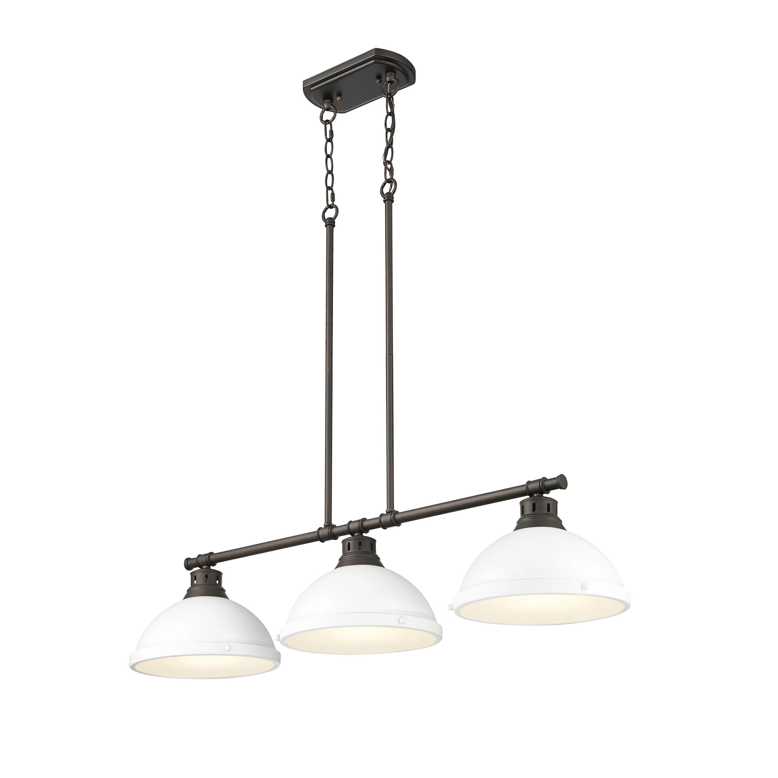 Duncan 3-light Island Light in Rubbed Bronze and Matte White shade - Image 3