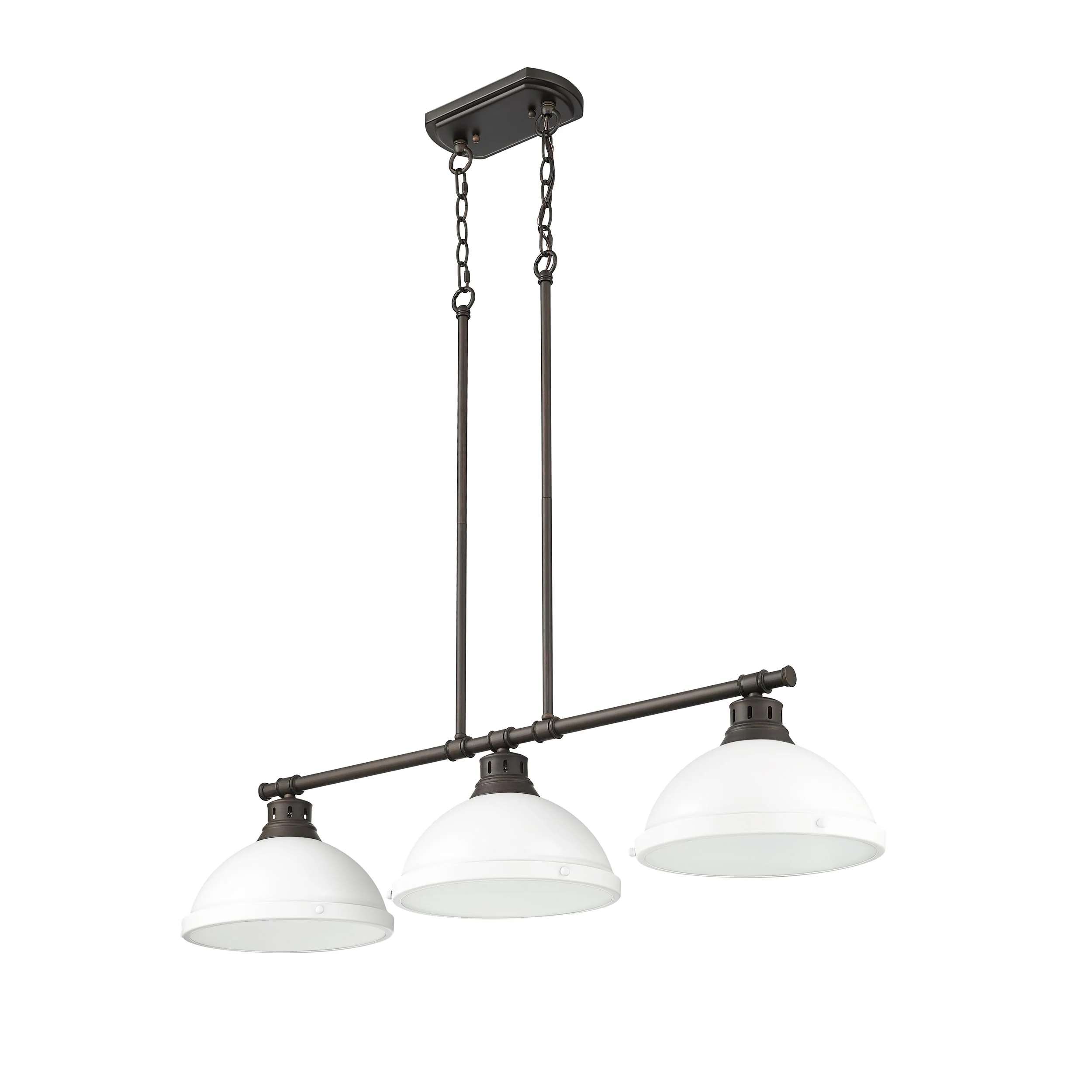 Duncan 3-light Island Light in Rubbed Bronze and Matte White shade - Image 4