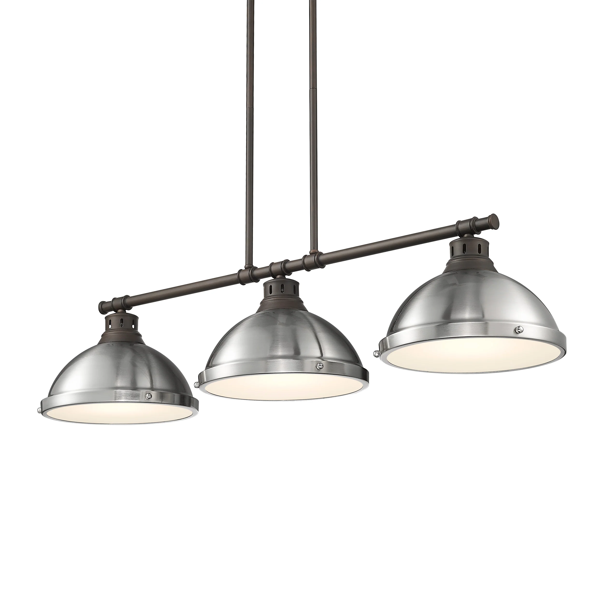 Duncan 3-light Island Light in Rubbed Bronze and Pewter shade