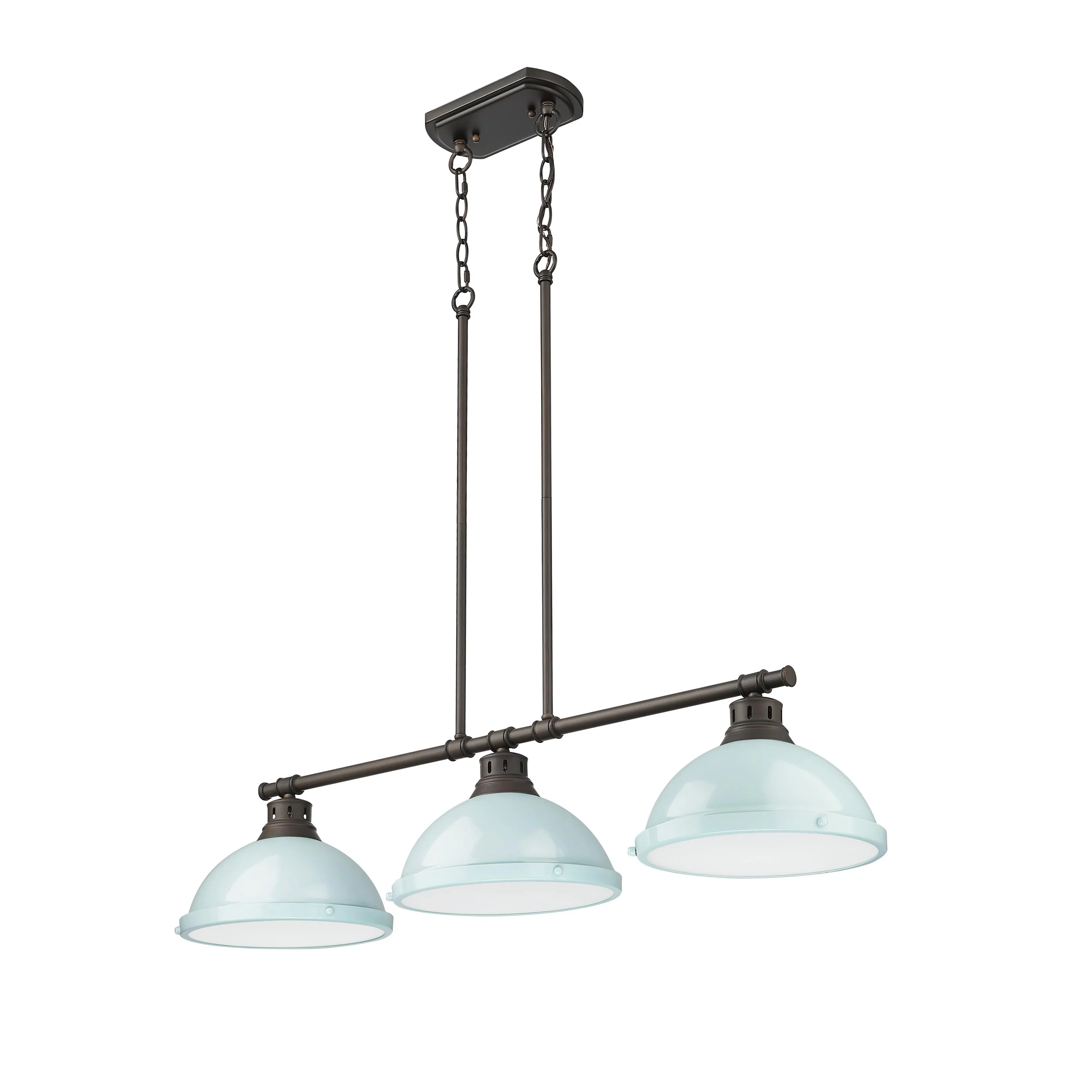 Duncan 3-light Island Light in Rubbed Bronze and Seafoam shade - Image 4