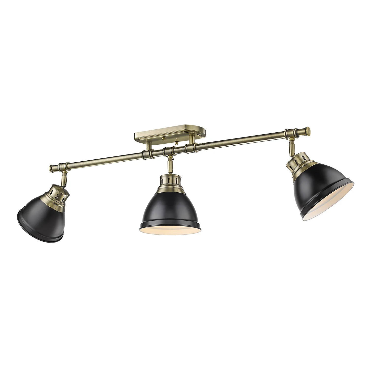 Duncan 3-light Semi-Flush Mount in Aged Brass and Matte Black shade