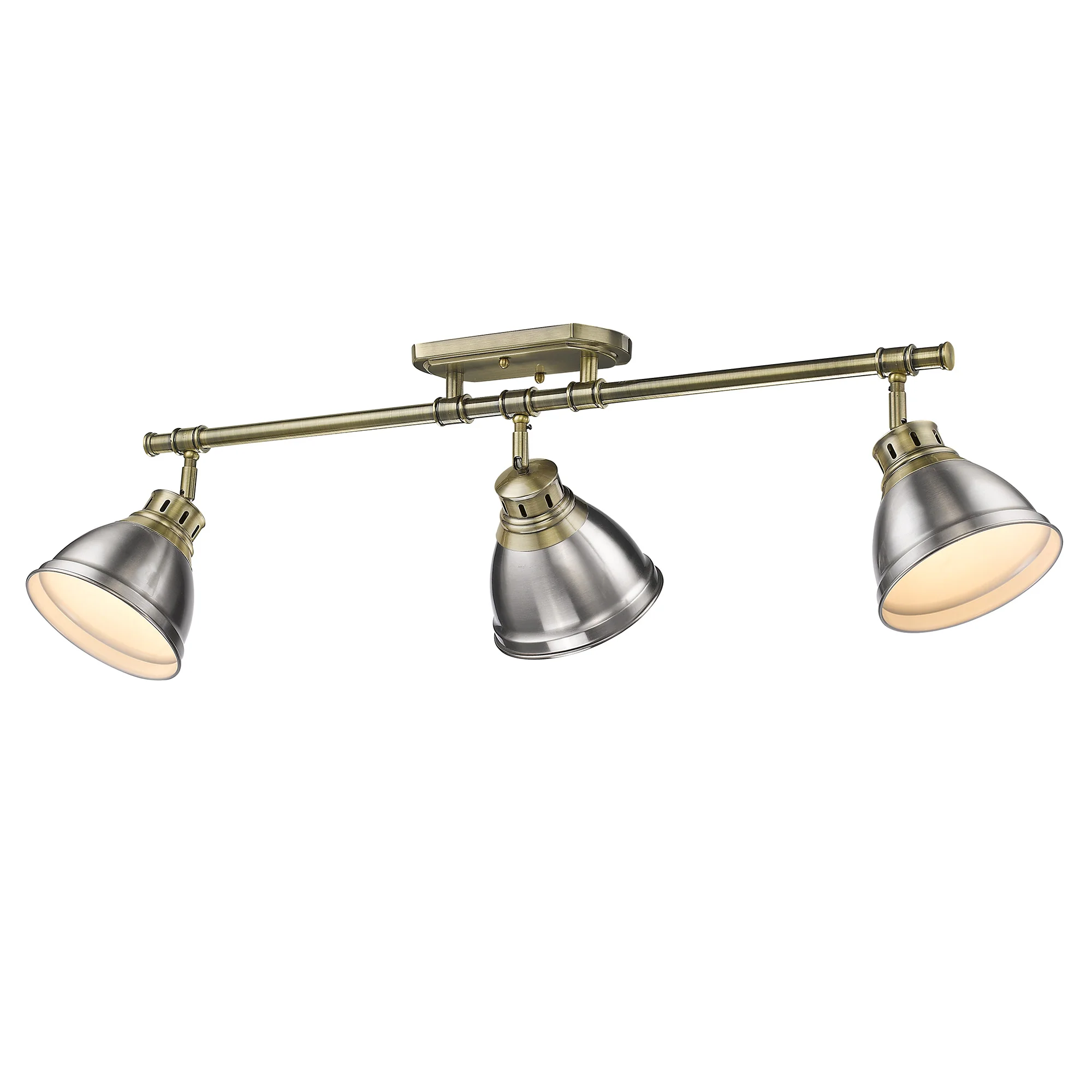 Duncan 3-light Semi-Flush Mount in Aged Brass and Pewter shade