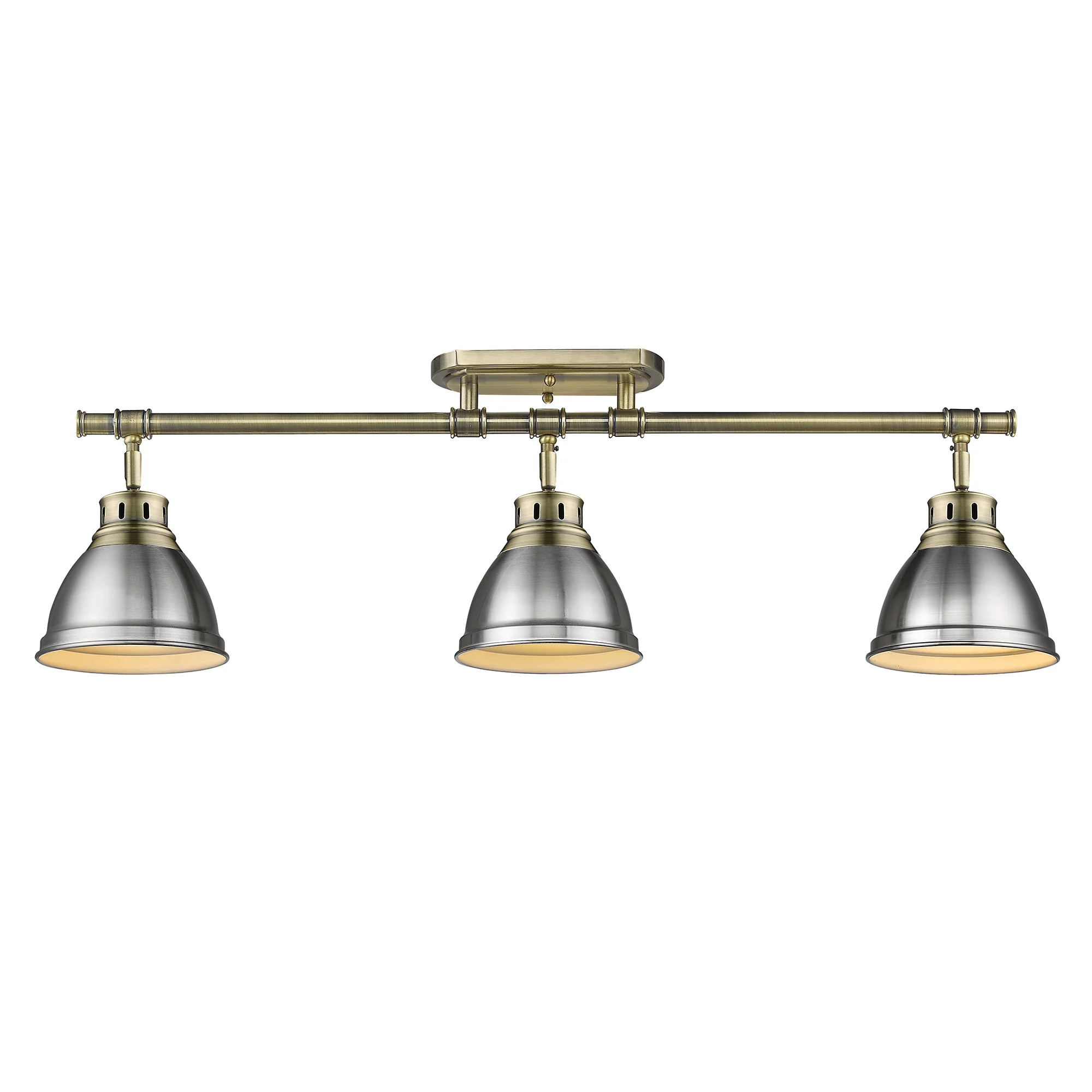 Duncan 3-light Semi-Flush Mount in Aged Brass and Pewter shade - Image 3