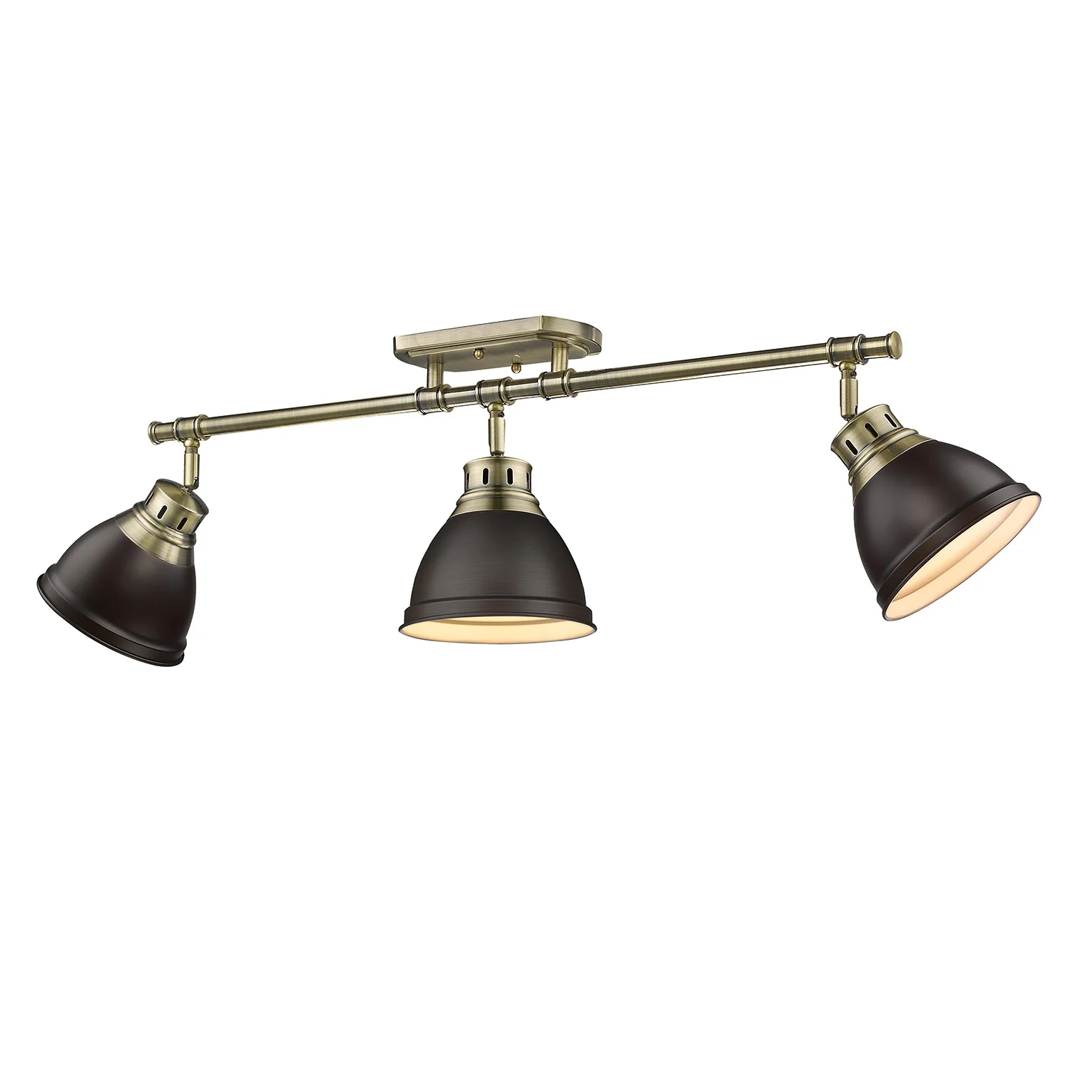 Duncan 3-light Semi-Flush Mount in Aged Brass and Rubbed Bronze shade