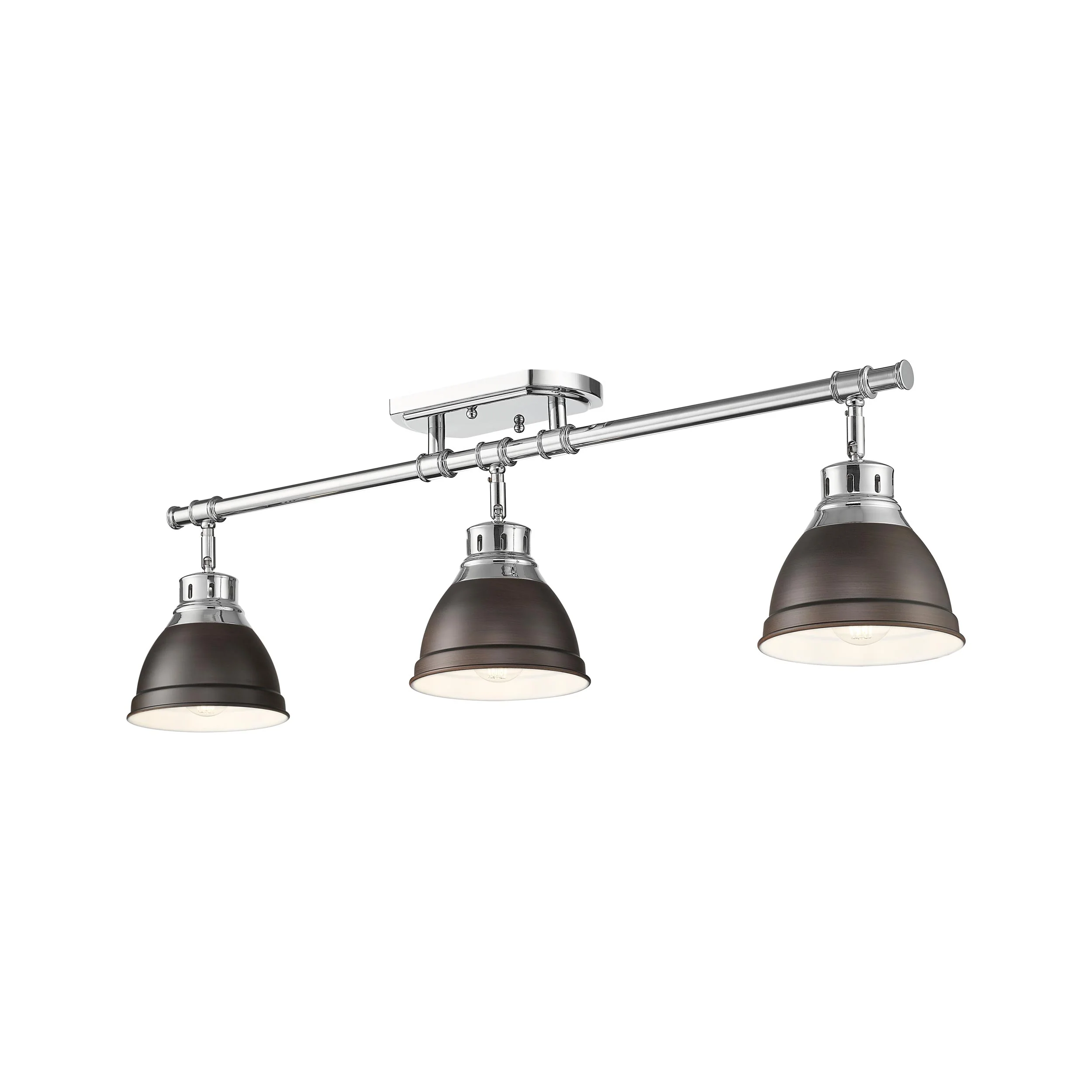 Duncan 3-light Semi-Flush Mount in Chrome and Rubbed Bronze shade - Image 3