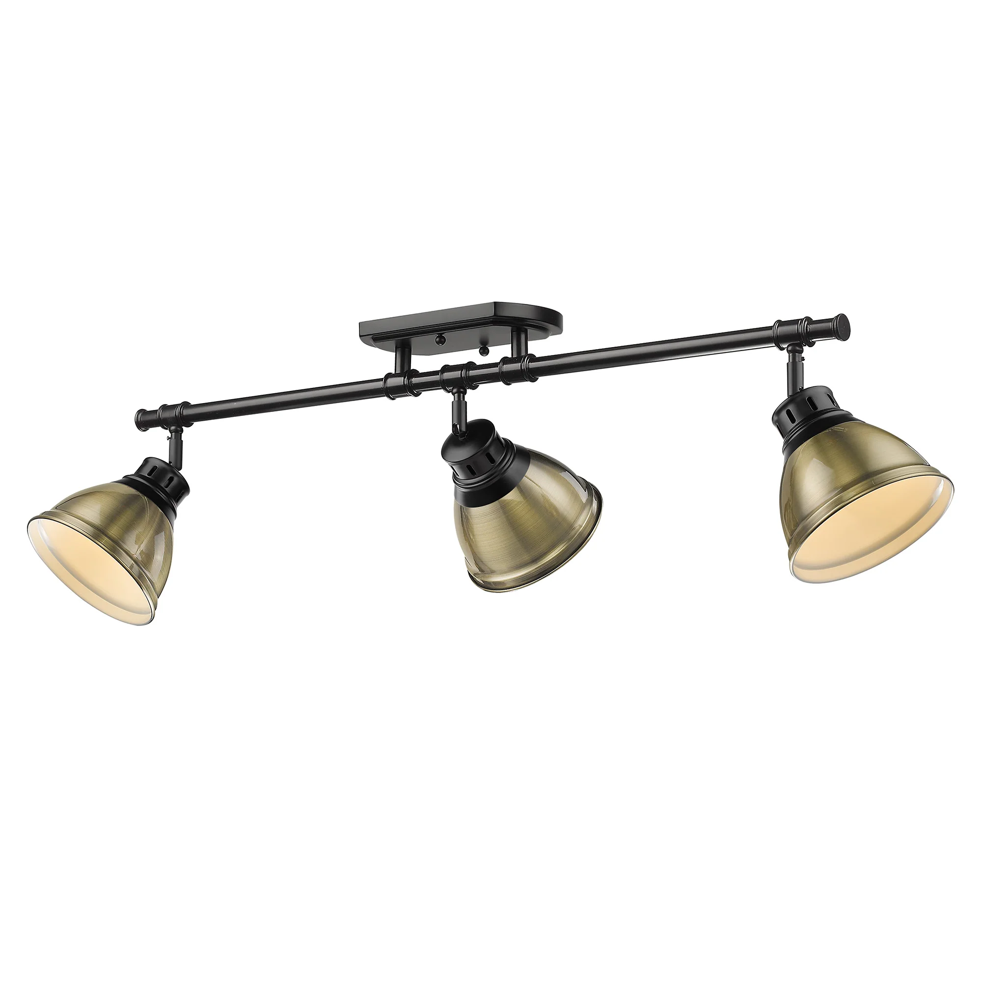 Duncan 3-light Semi-Flush Mount in Matte Black and Aged Brass shade