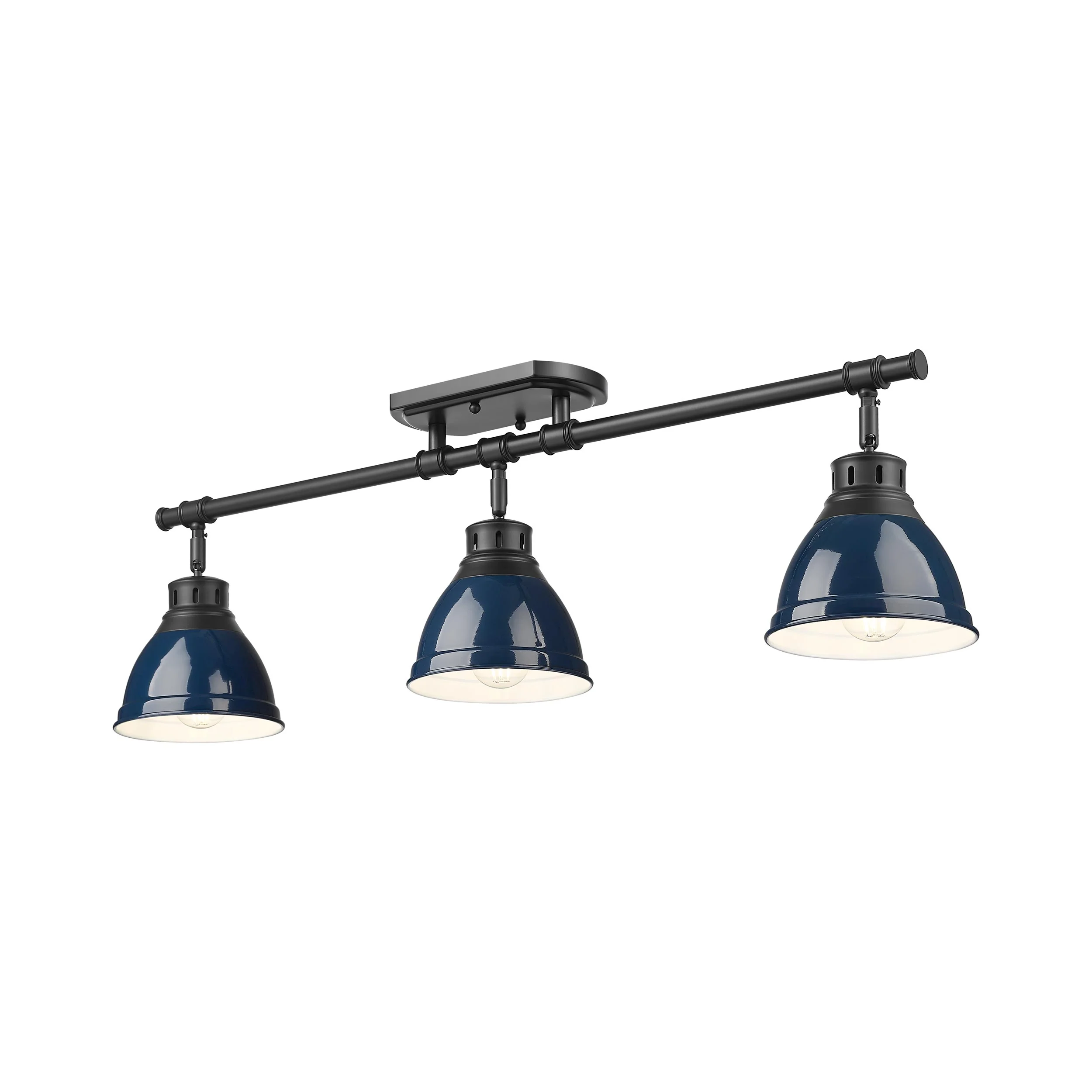 Duncan 3-light Semi-Flush Mount in Matte Black and Navy Blue shade - Image 2