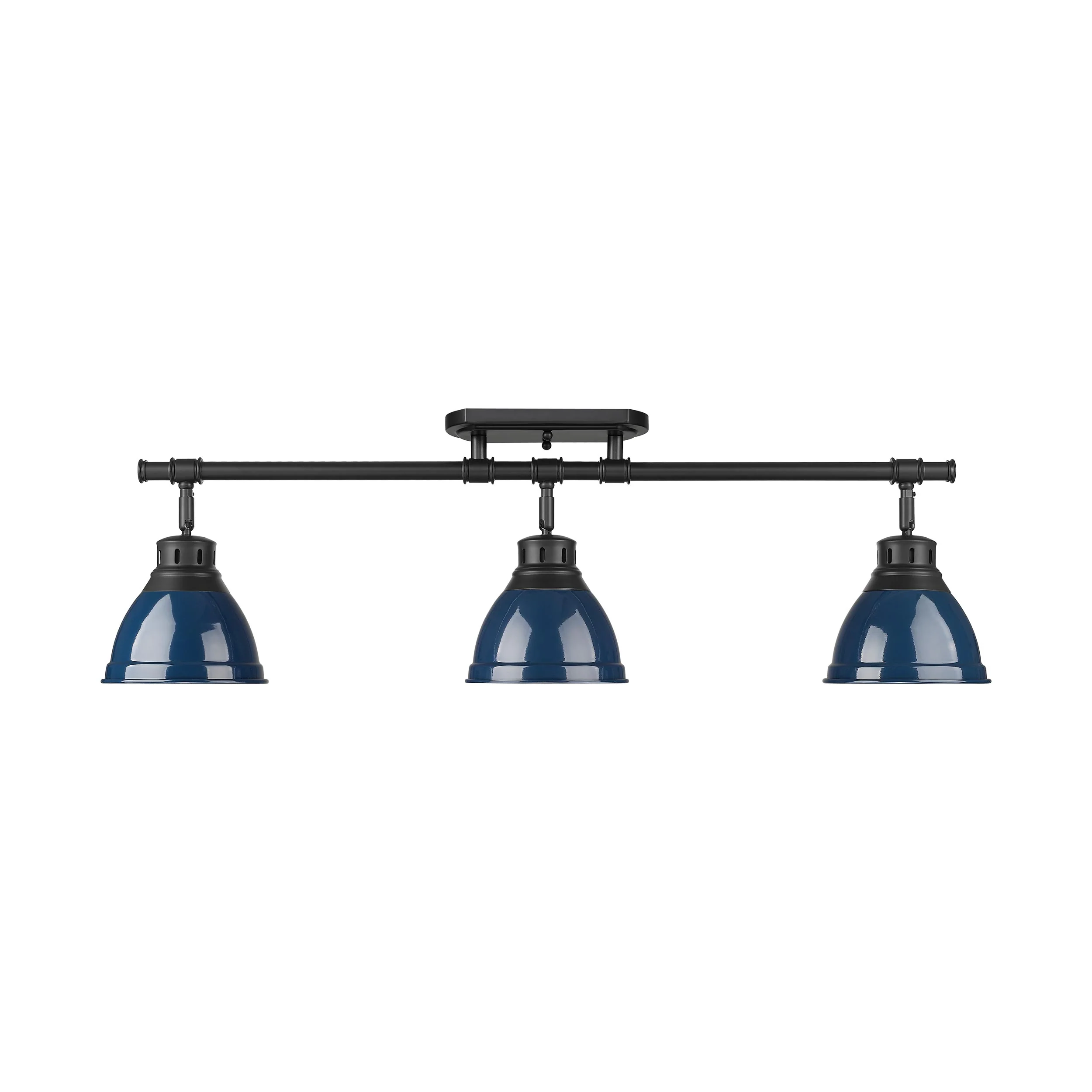 Duncan 3-light Semi-Flush Mount in Matte Black and Navy Blue shade - Image 3