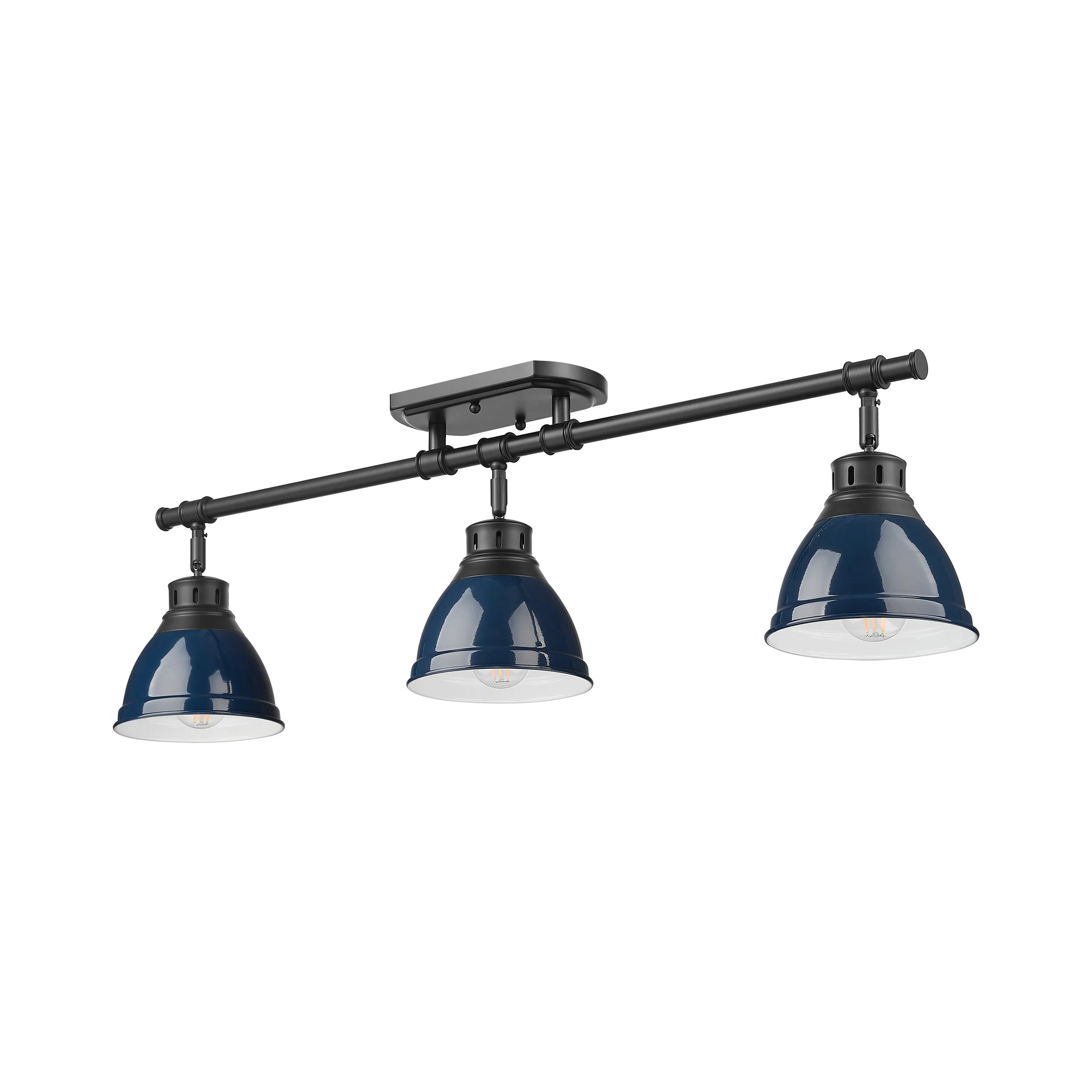 Duncan 3-light Semi-Flush Mount in Matte Black and Navy Blue shade - Image 4
