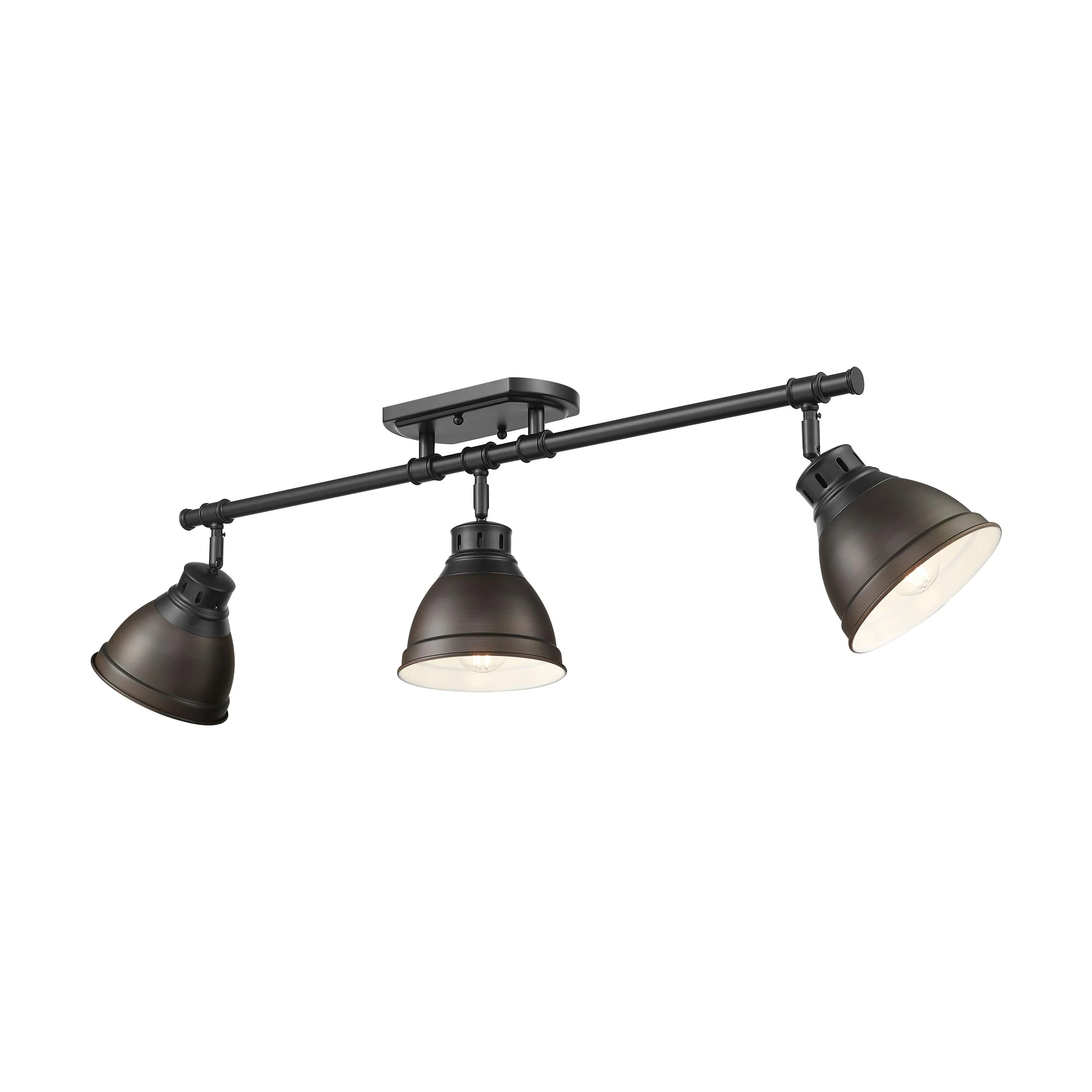 Duncan 3-light Semi-Flush Mount in Matte Black and Rubbed Bronze shade