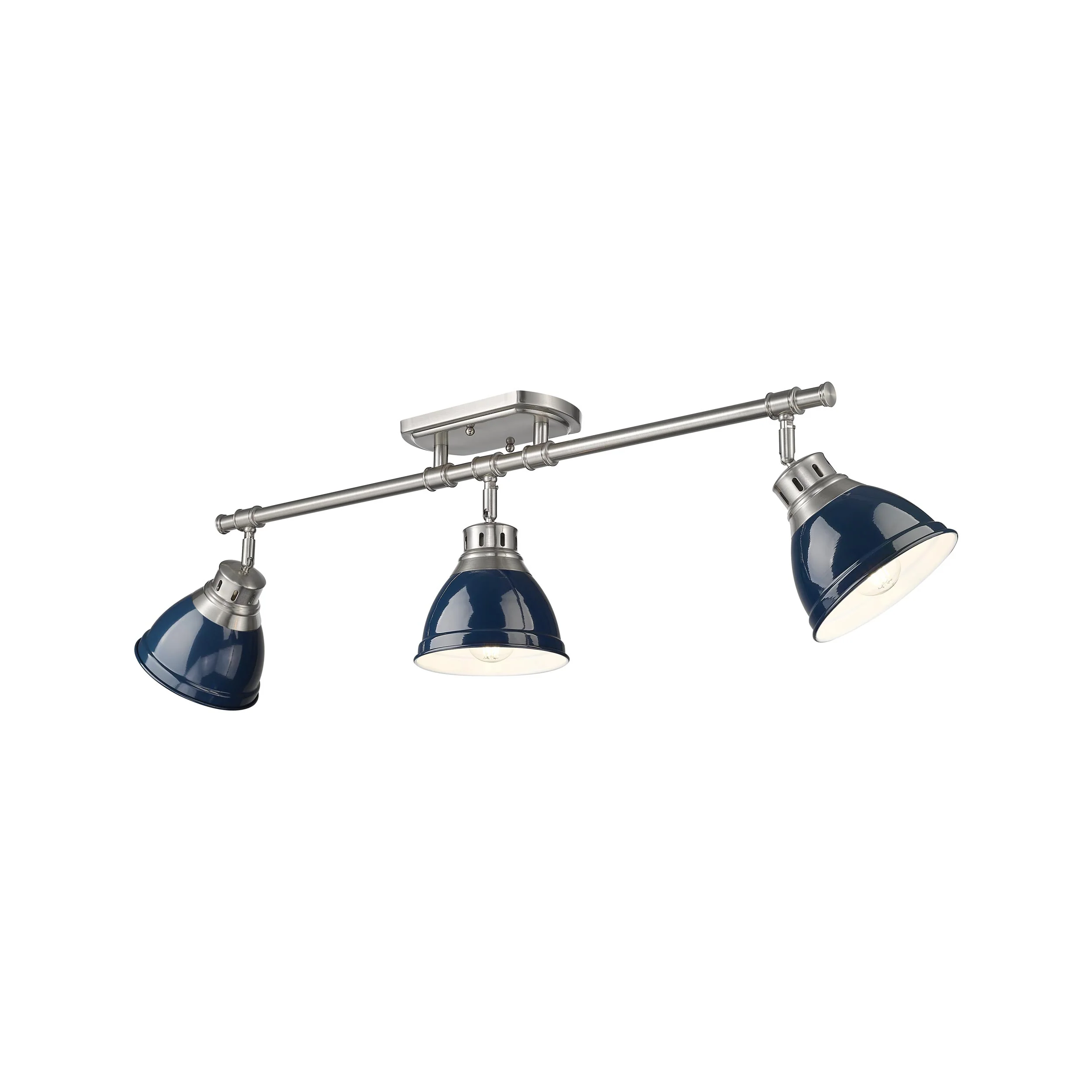 Duncan 3-light Semi-Flush Mount in Pewter and Navy Blue shade