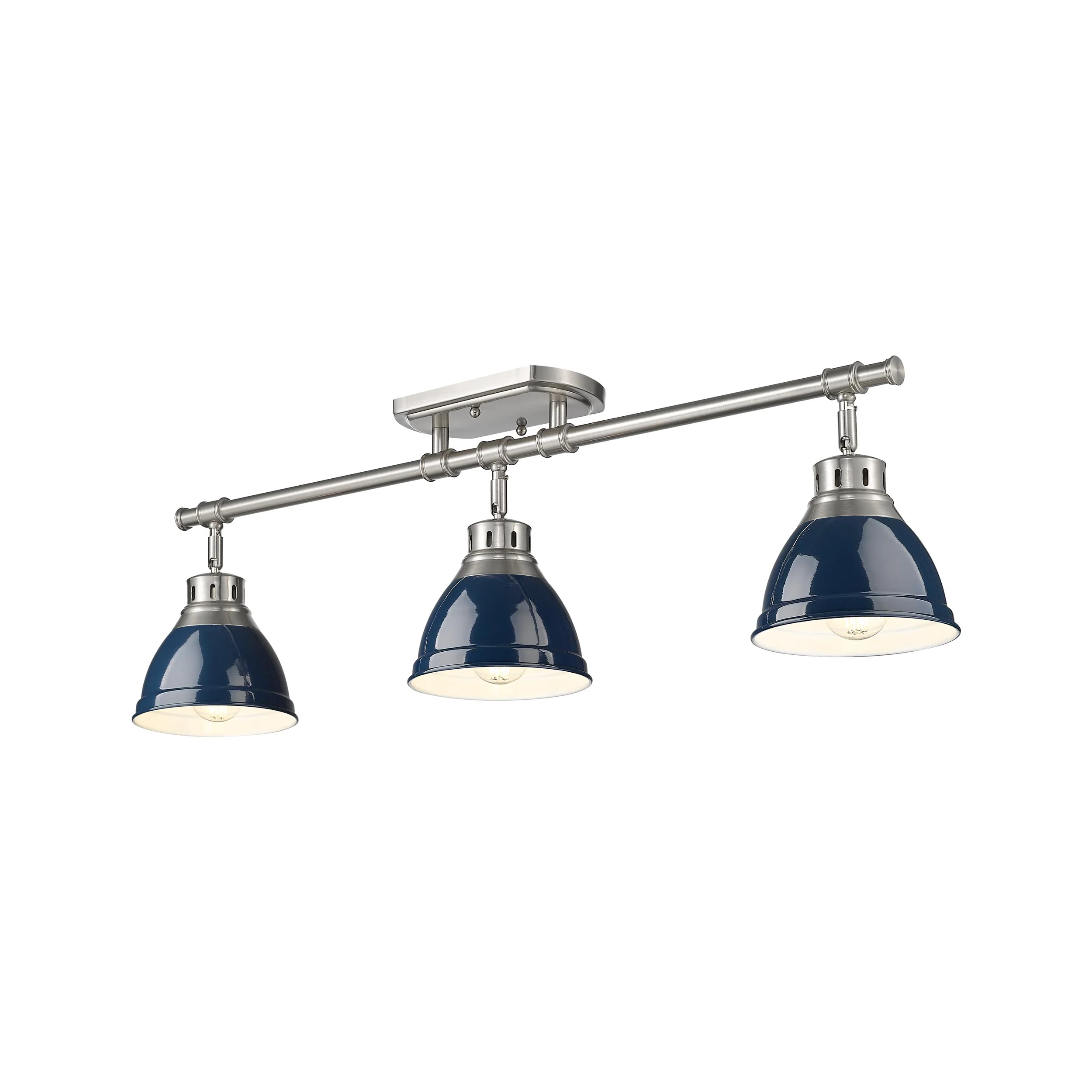 Duncan 3-light Semi-Flush Mount in Pewter and Navy Blue shade - Image 3