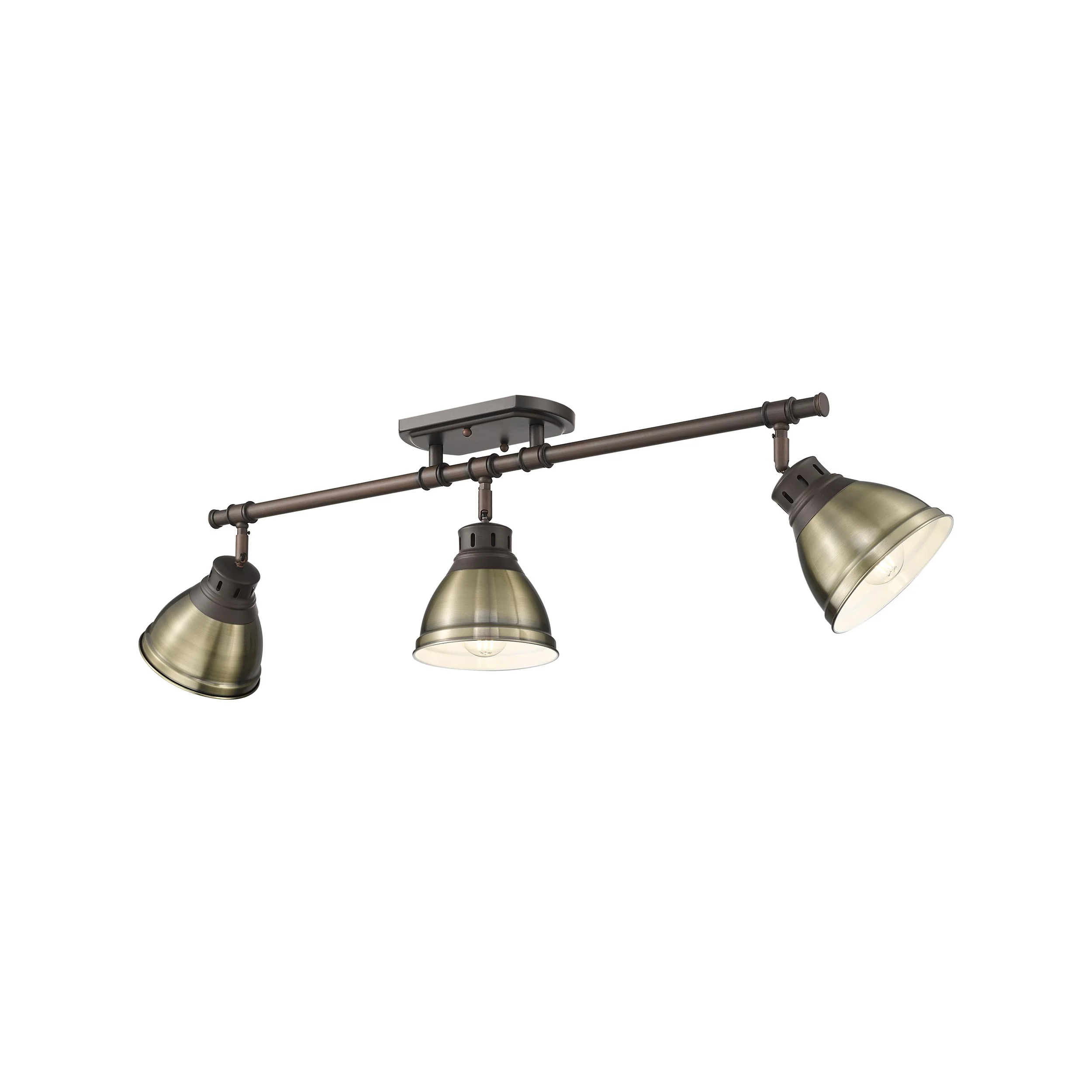 Duncan 3-light Semi-Flush Mount in Rubbed Bronze and Aged Brass shade