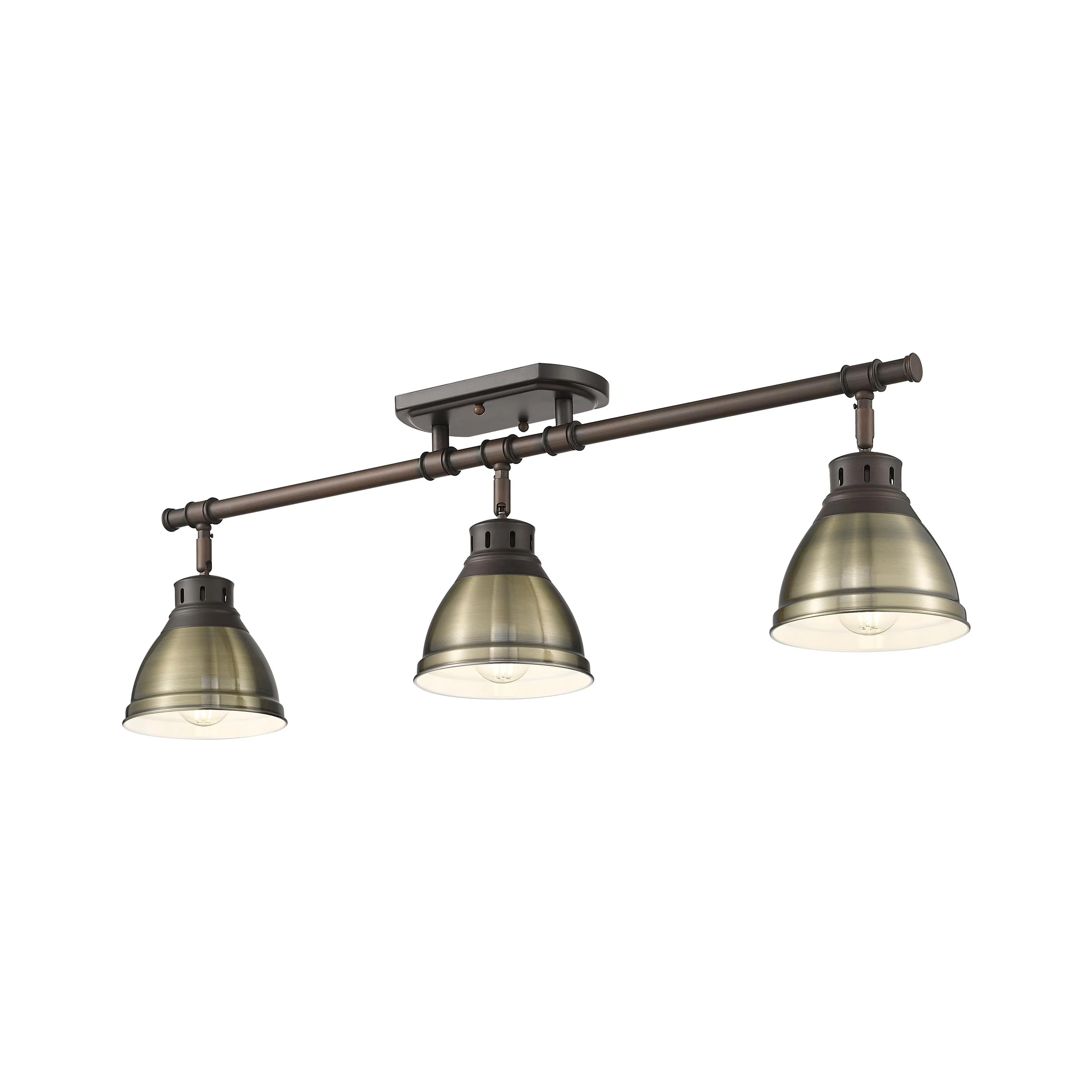Duncan 3-light Semi-Flush Mount in Rubbed Bronze and Aged Brass shade - Image 3