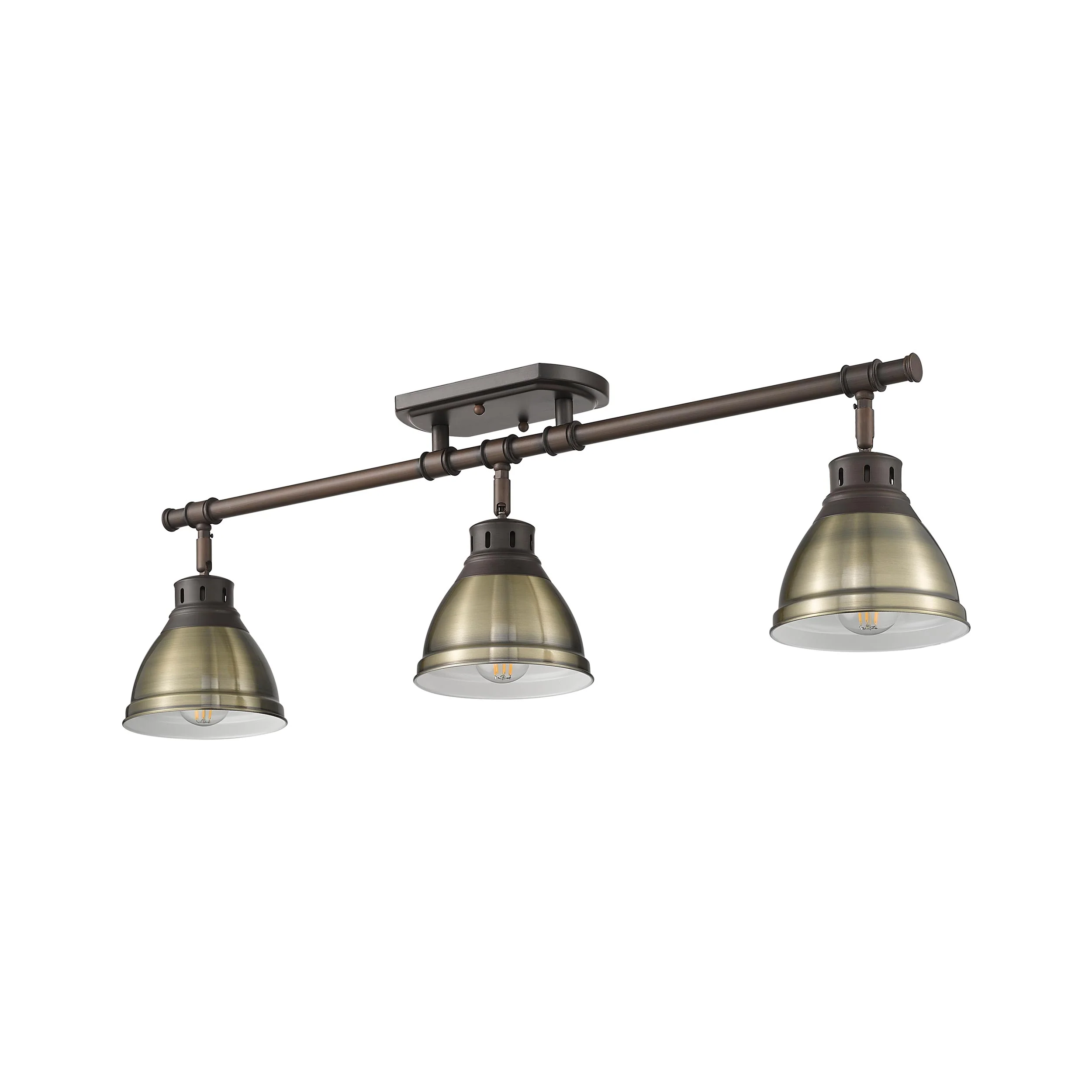 Duncan 3-light Semi-Flush Mount in Rubbed Bronze and Aged Brass shade - Image 4