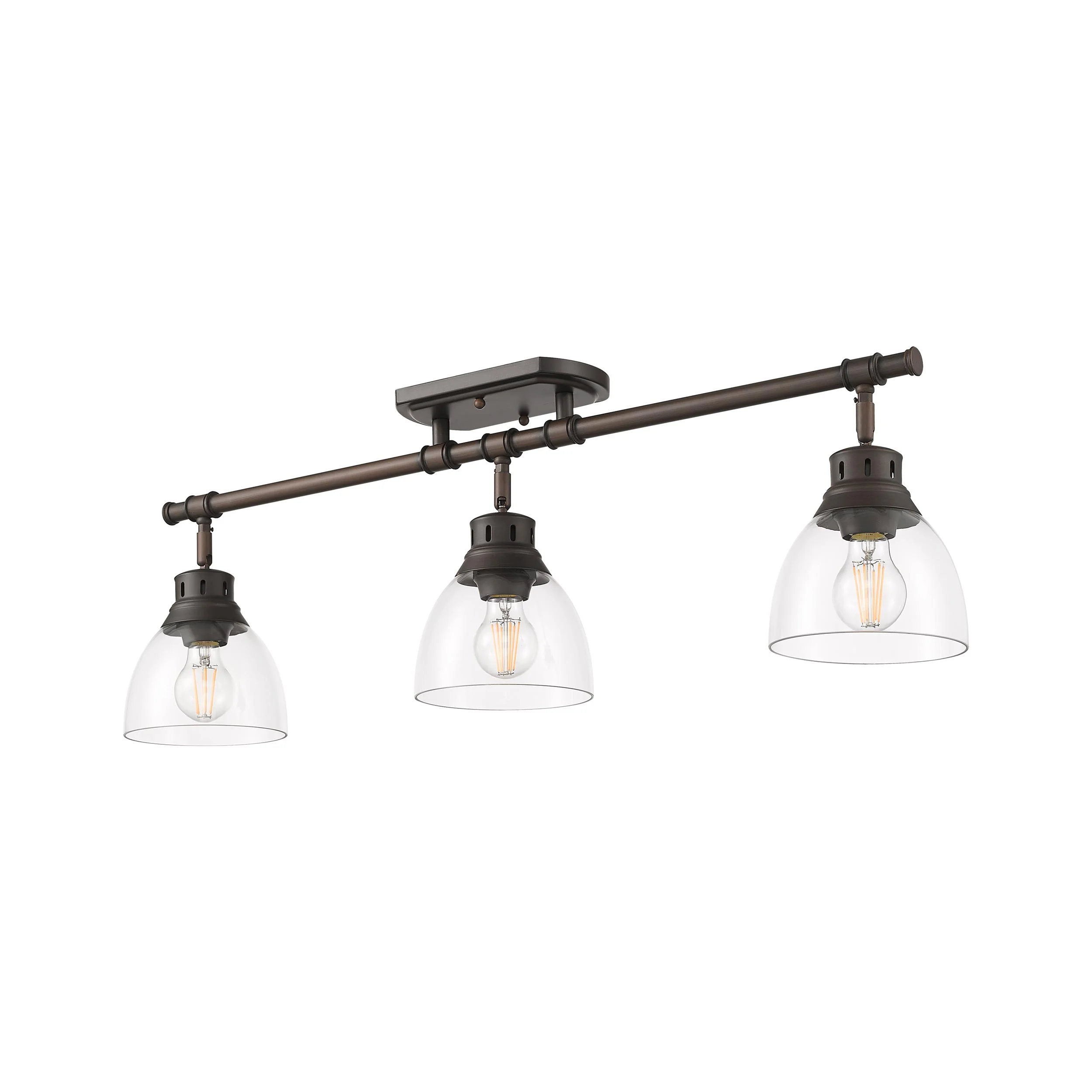 Duncan 3-light Semi-Flush Mount in Rubbed Bronze and Clear Glass - Image 4