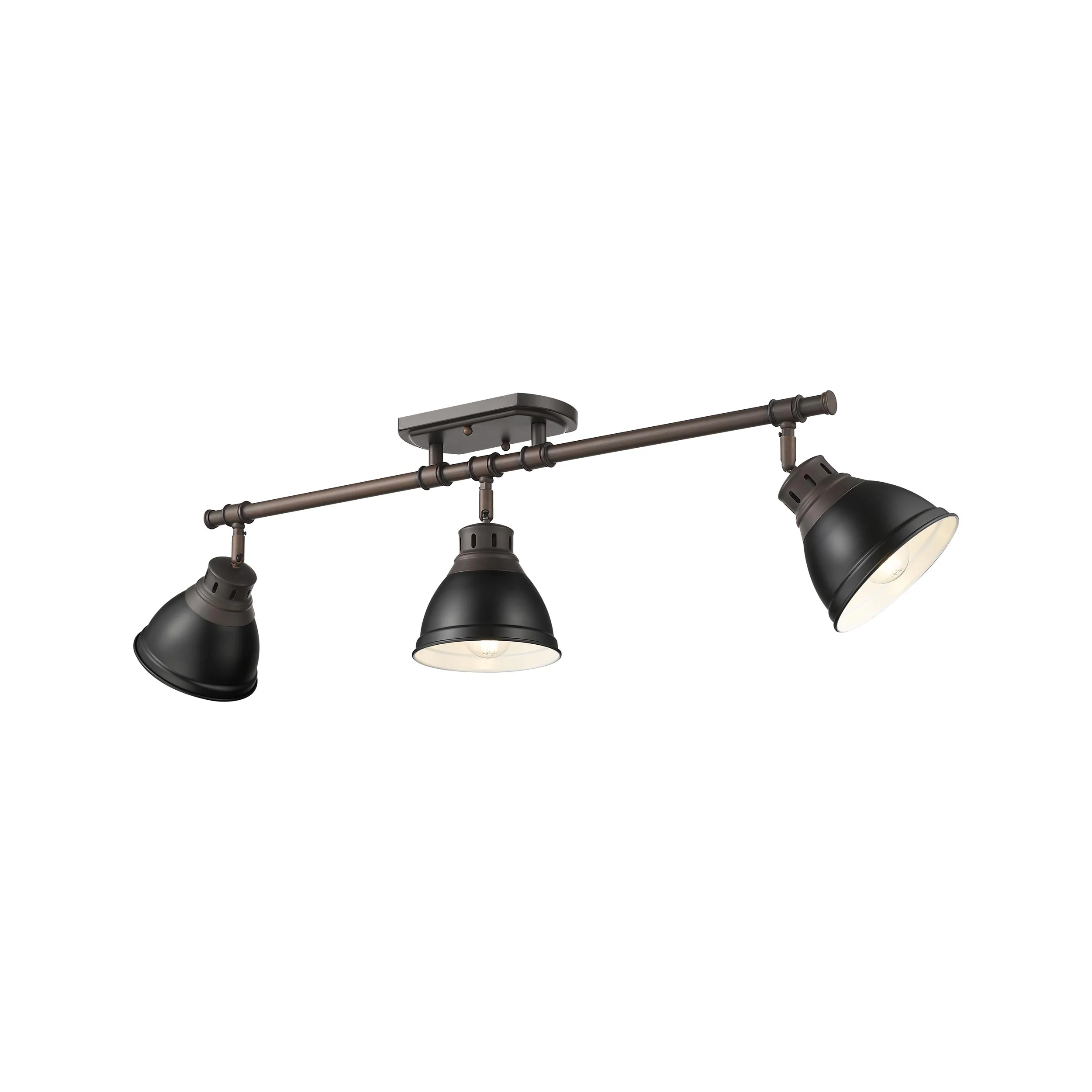 Duncan 3-light Semi-Flush Mount in Rubbed Bronze and Matte Black shade