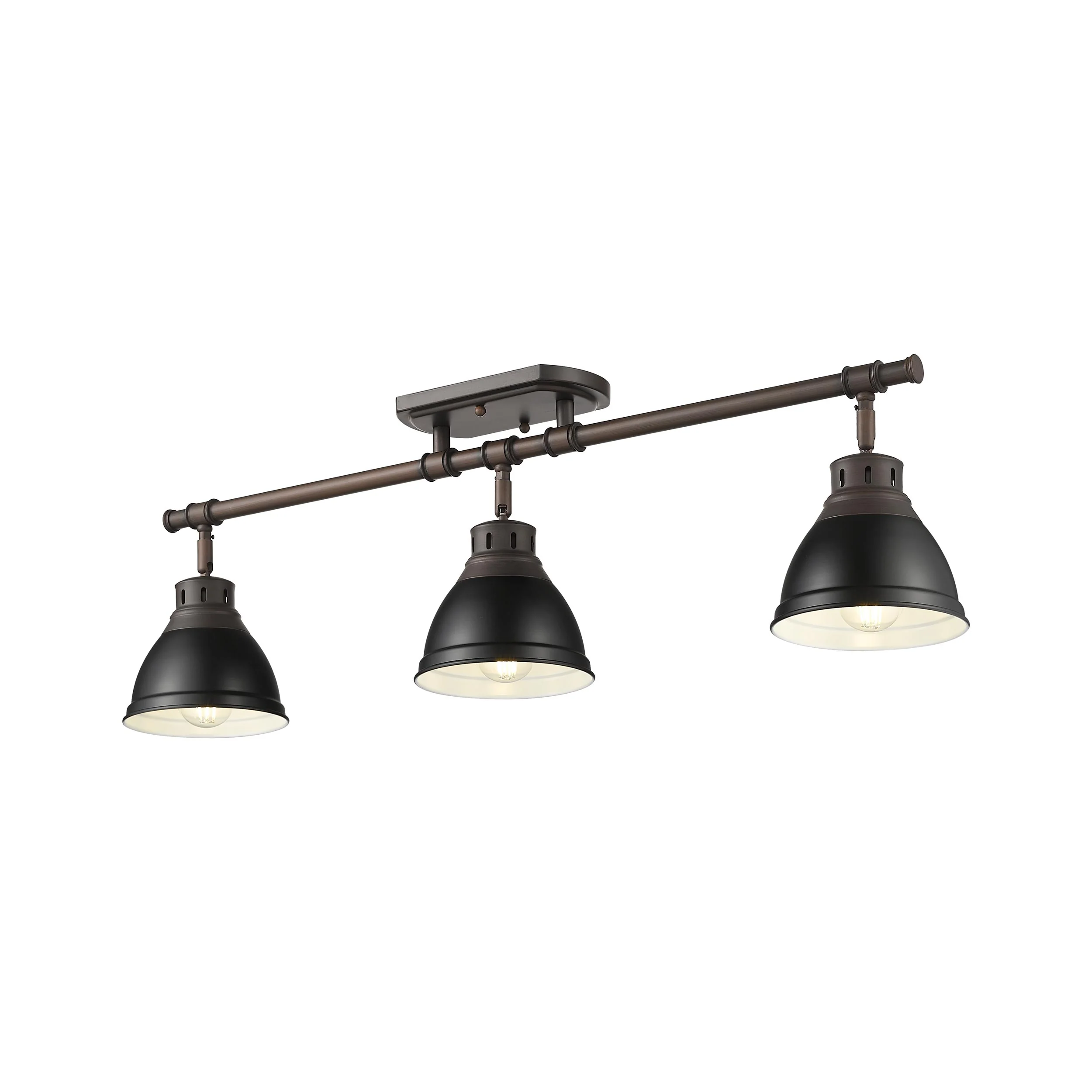 Duncan 3-light Semi-Flush Mount in Rubbed Bronze and Matte Black shade - Image 3