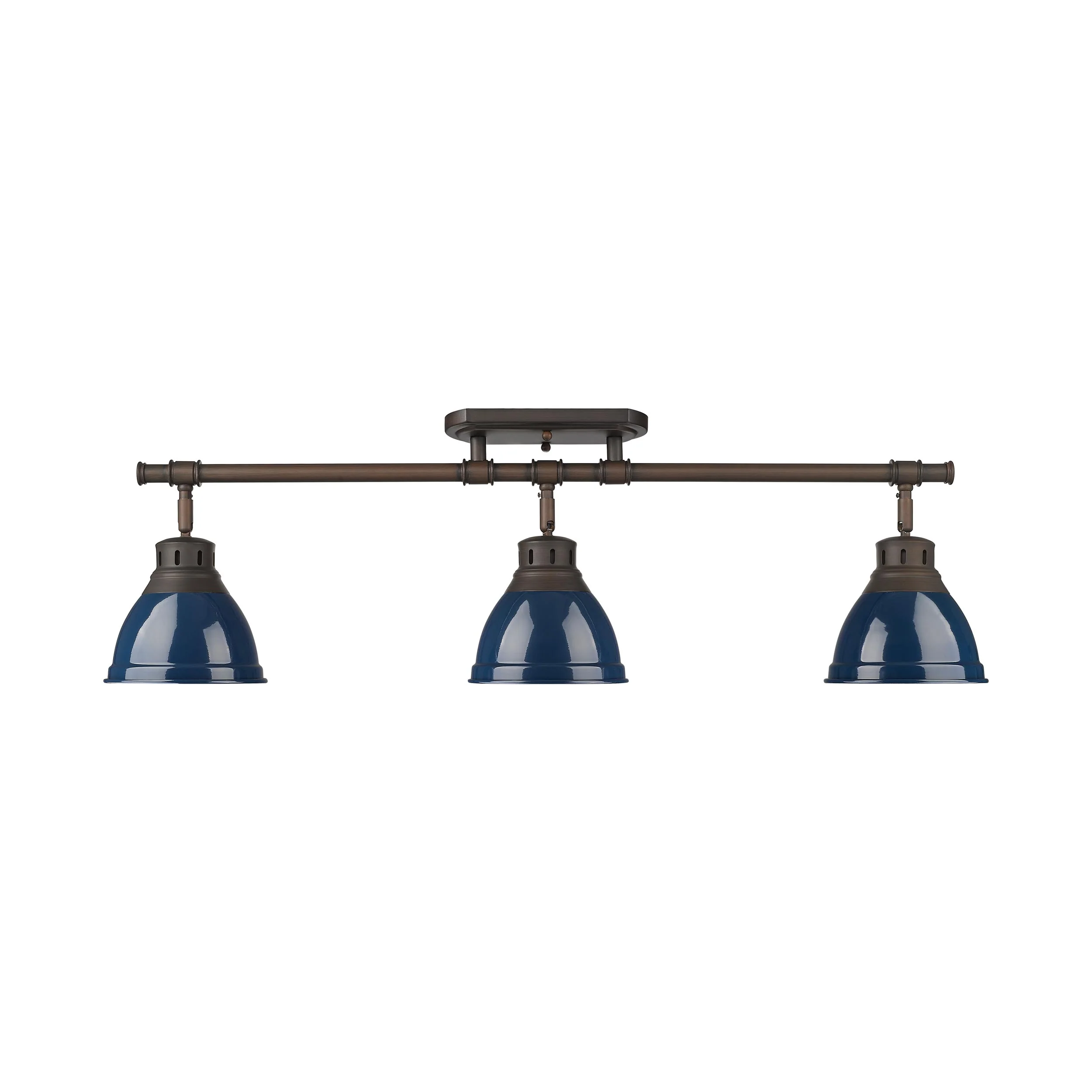 Duncan 3-light Semi-Flush Mount in Rubbed Bronze and Navy Blue shade - Image 2