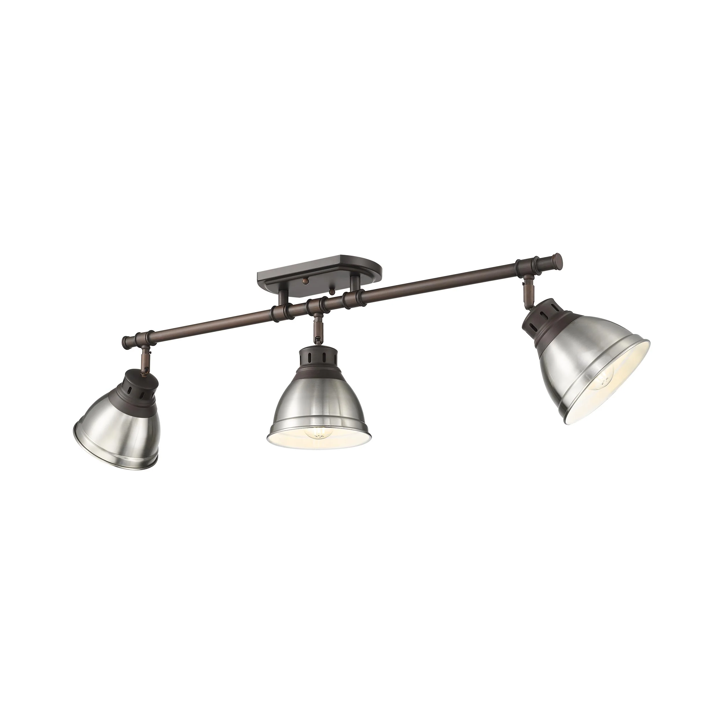 Duncan 3-light Semi-Flush Mount in Rubbed Bronze and Pewter shade
