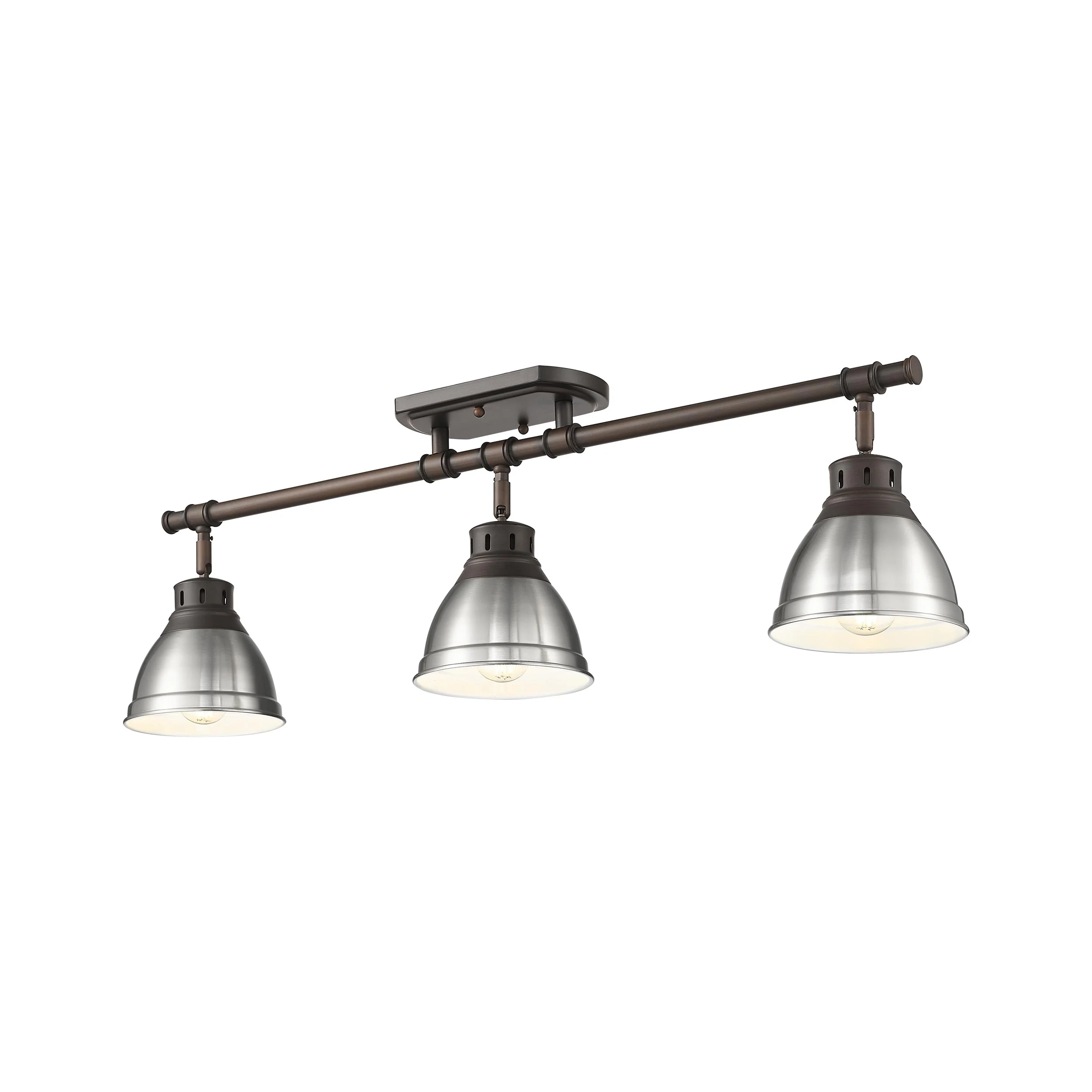 Duncan 3-light Semi-Flush Mount in Rubbed Bronze and Pewter shade - Image 3
