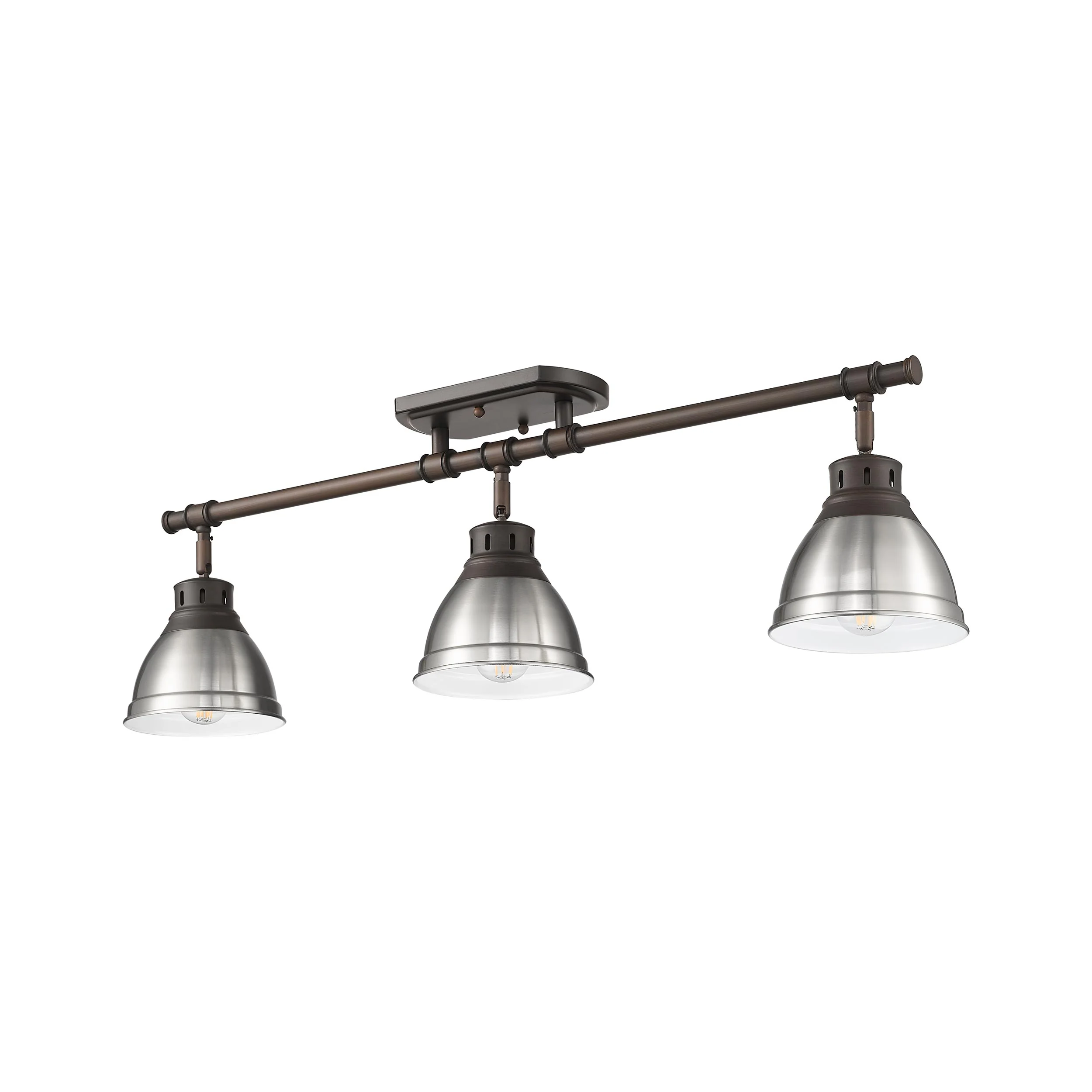 Duncan 3-light Semi-Flush Mount in Rubbed Bronze and Pewter shade - Image 4