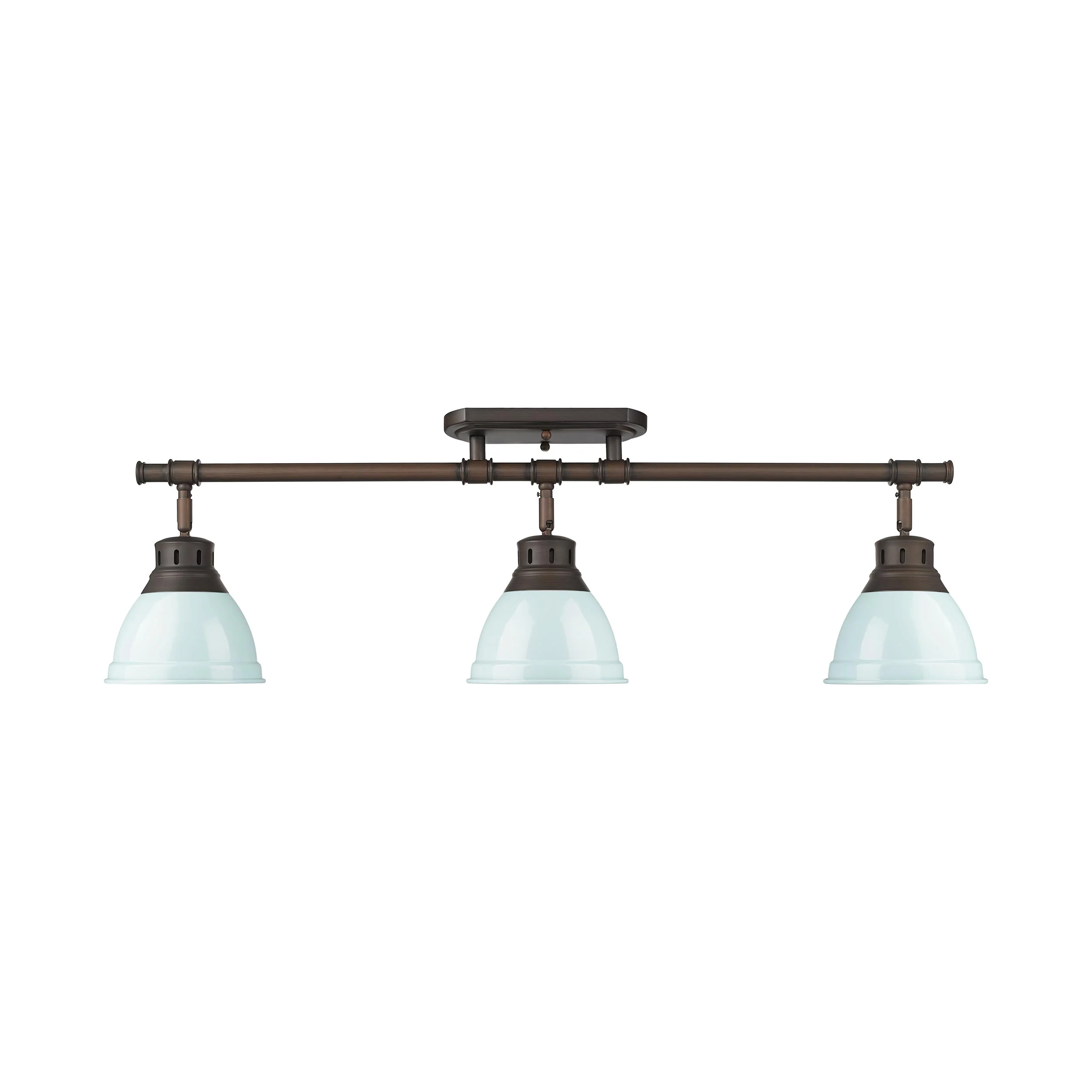 Duncan 3-light Semi-Flush Mount in Rubbed Bronze and Seafoam shade - Image 2