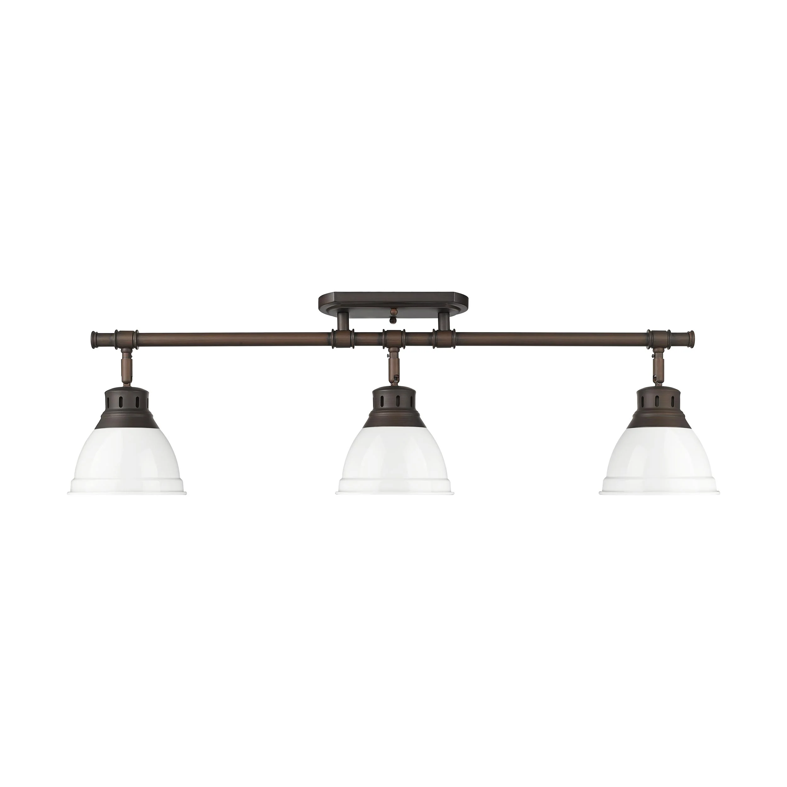 Duncan 3-light Semi-Flush Mount in Rubbed Bronze and White shade - Image 2