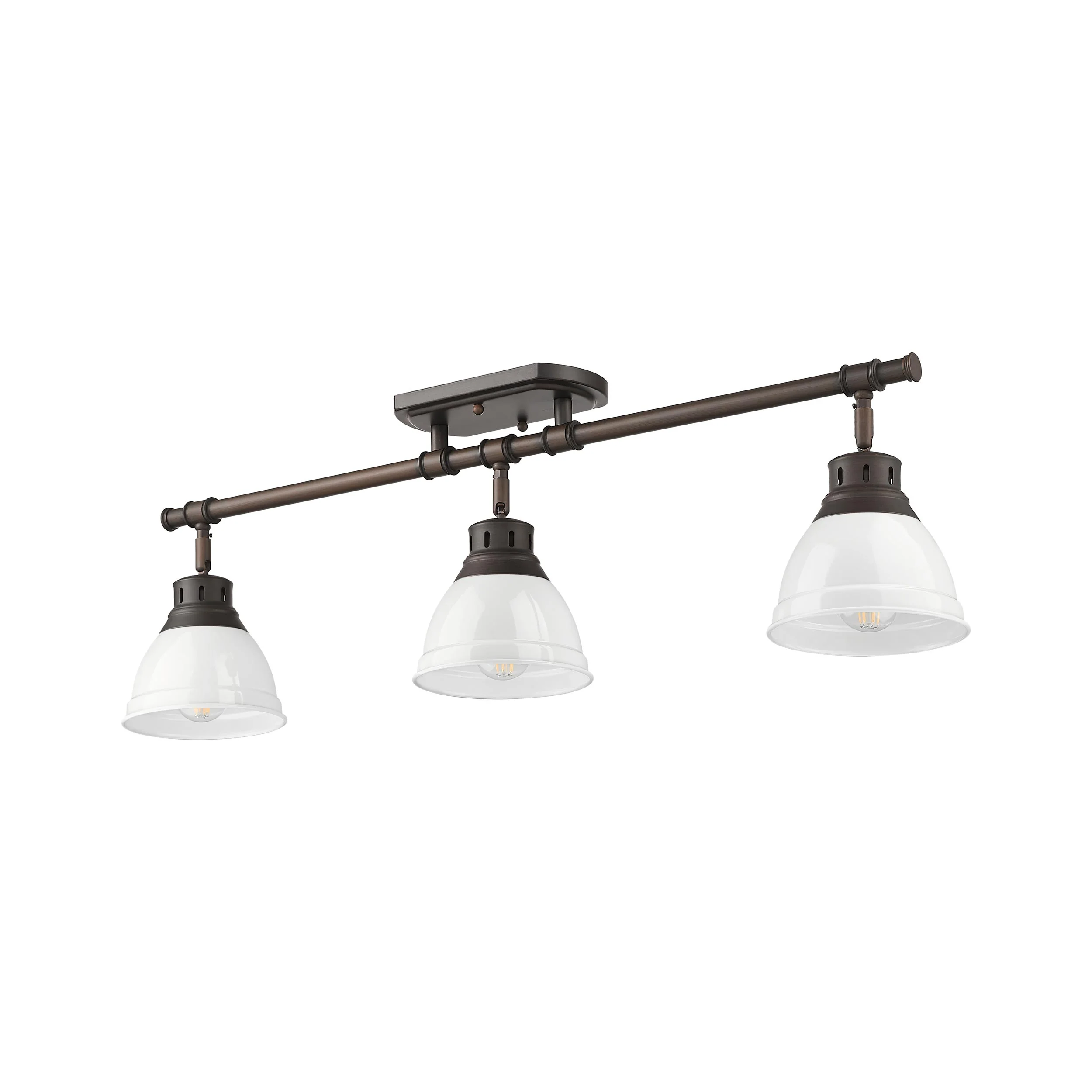 Duncan 3-light Semi-Flush Mount in Rubbed Bronze and White shade - Image 4