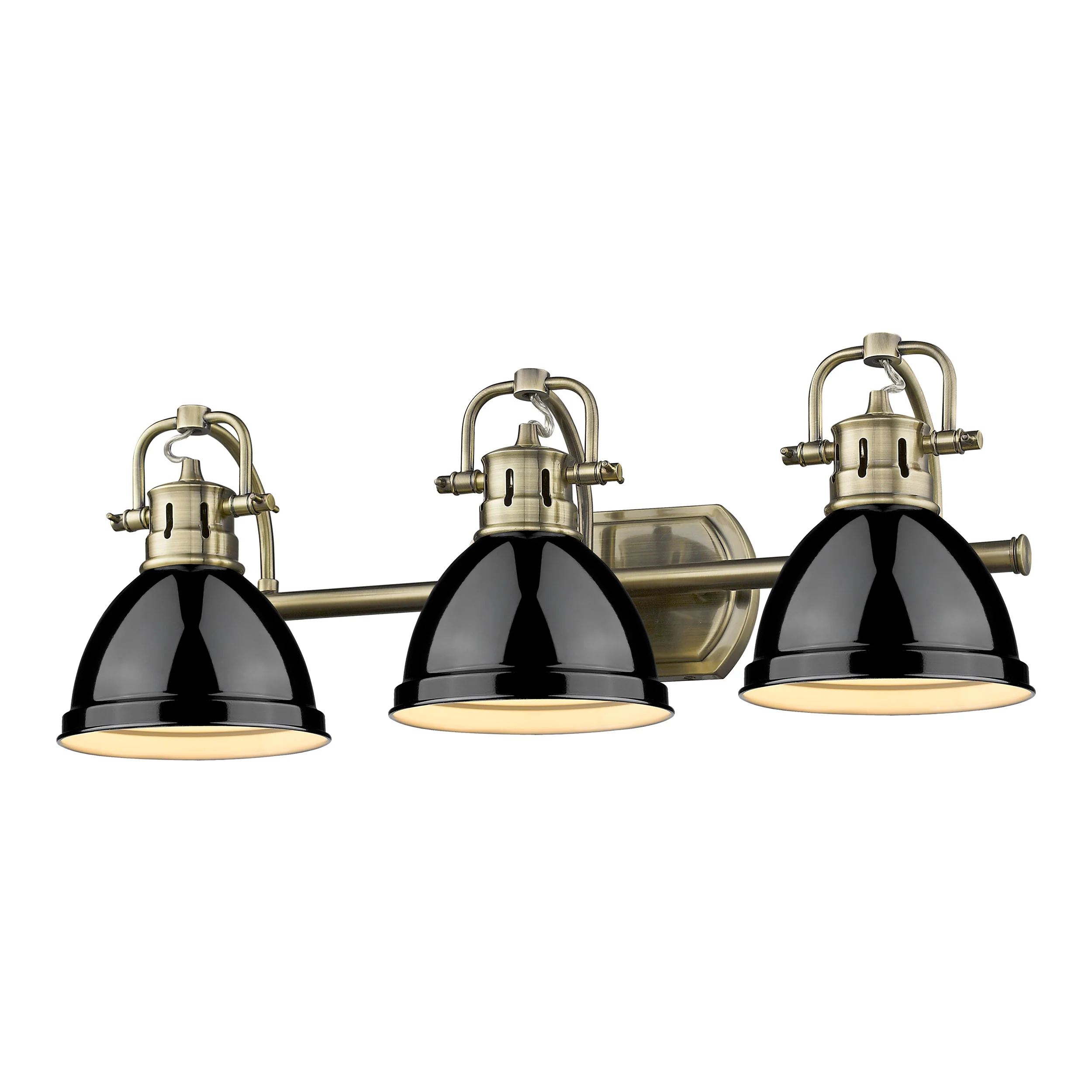 Duncan 3-light Vanity in Aged Brass and Black shade