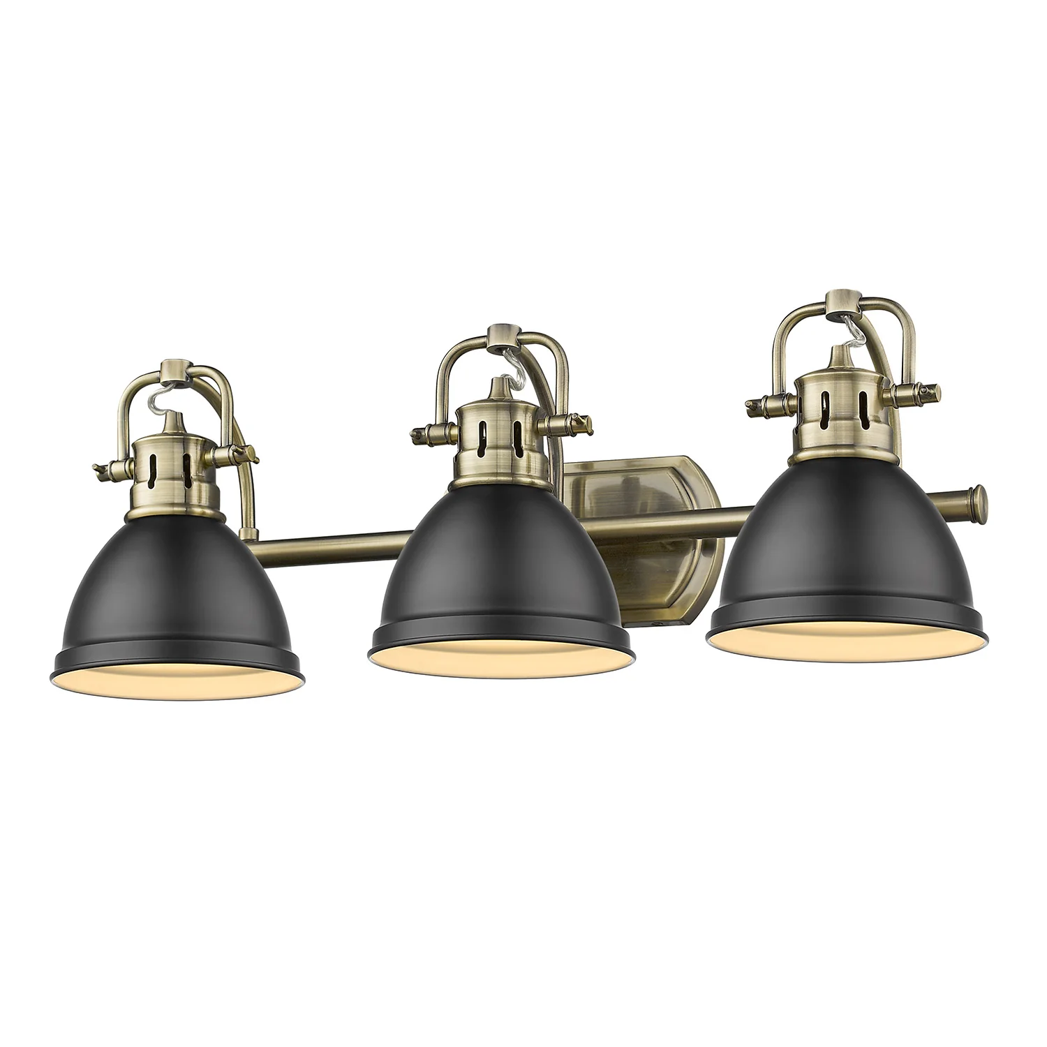 Duncan 3-light Vanity in Aged Brass and Matte Black shade