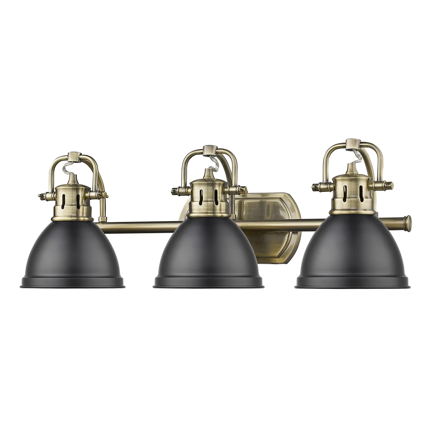 Duncan 3-light Vanity in Aged Brass and Matte Black shade - Image 3