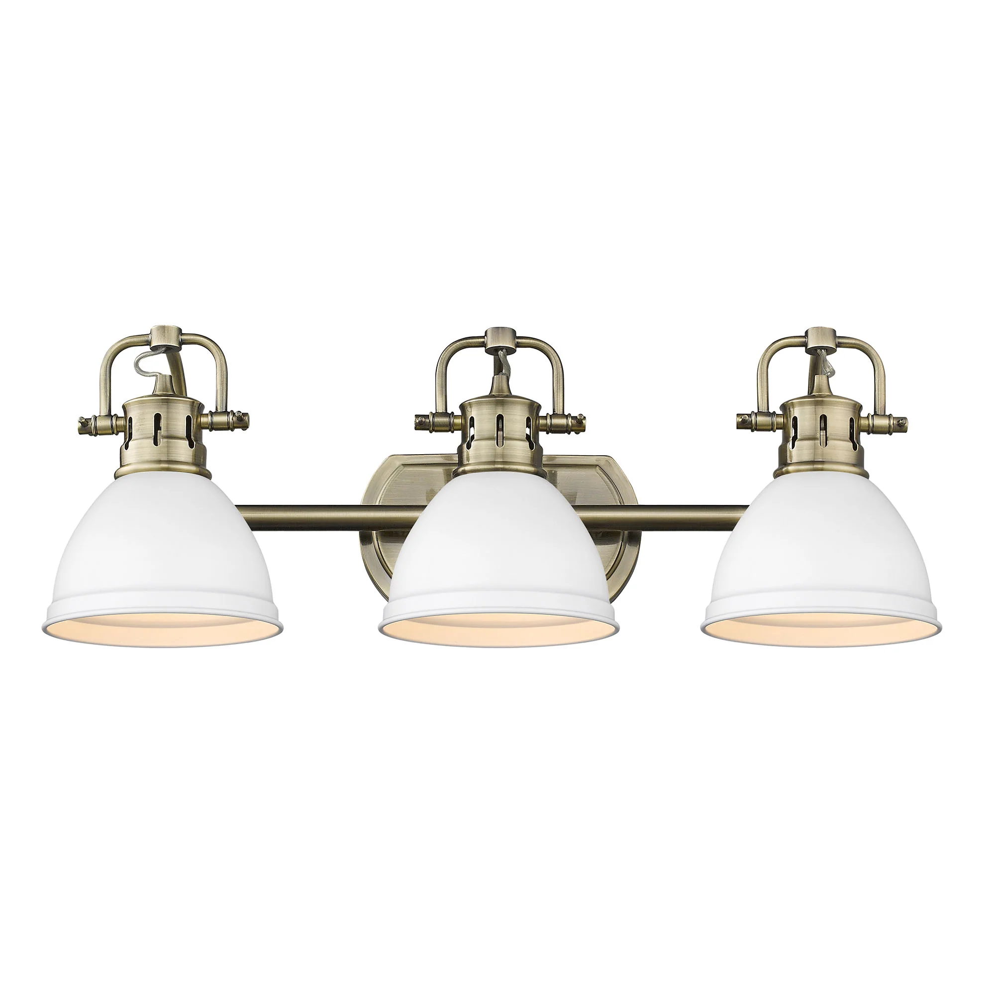 Duncan 3-light Vanity in Aged Brass and Matte White shade - Image 2