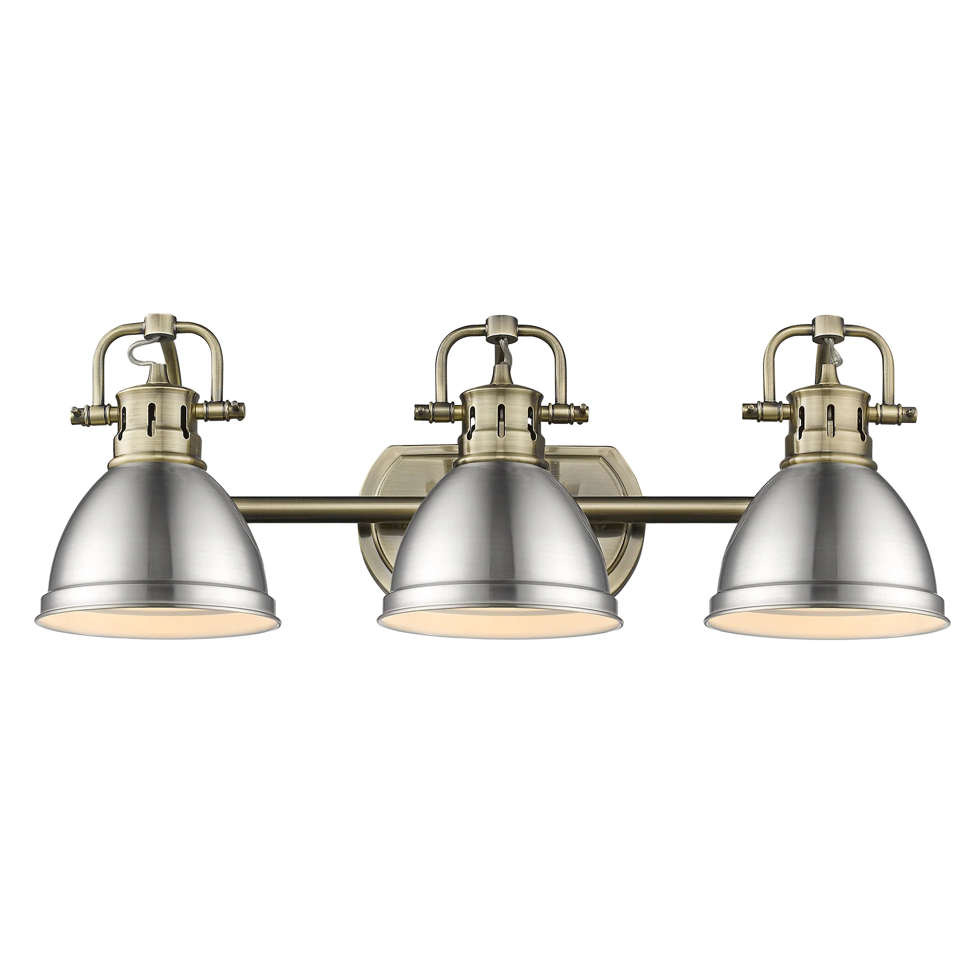 Duncan 3-light Vanity in Aged Brass and Pewter shade - Image 2