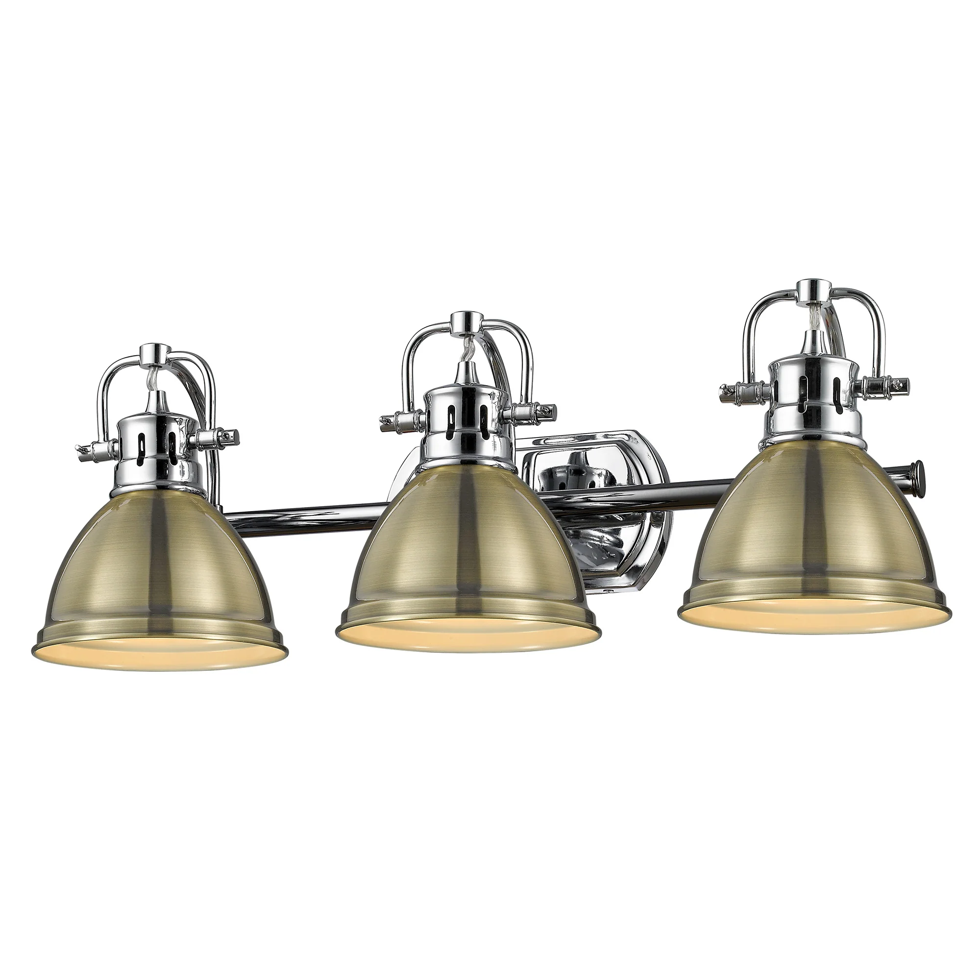Duncan 3-light Vanity in Chrome and Aged Brass shade