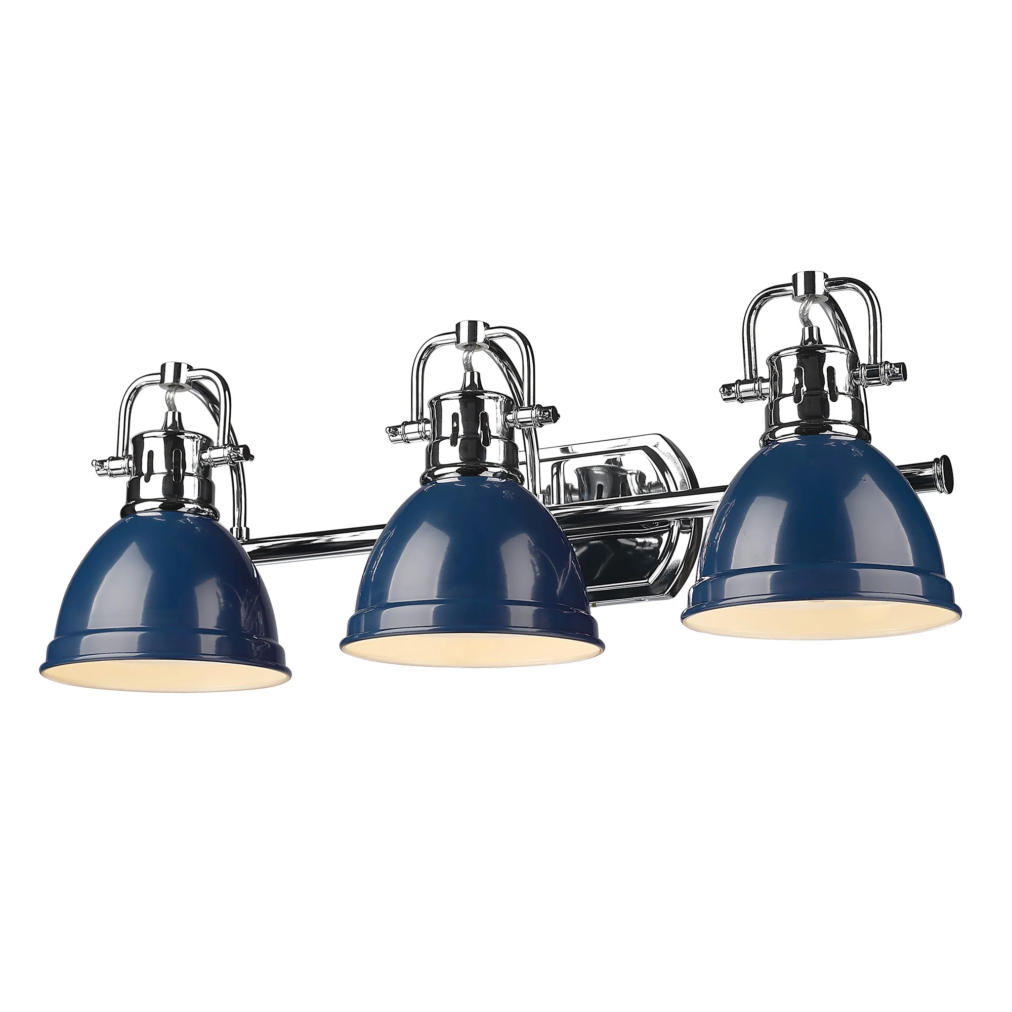 Duncan 3-light Vanity in Chrome and Navy Blue shade