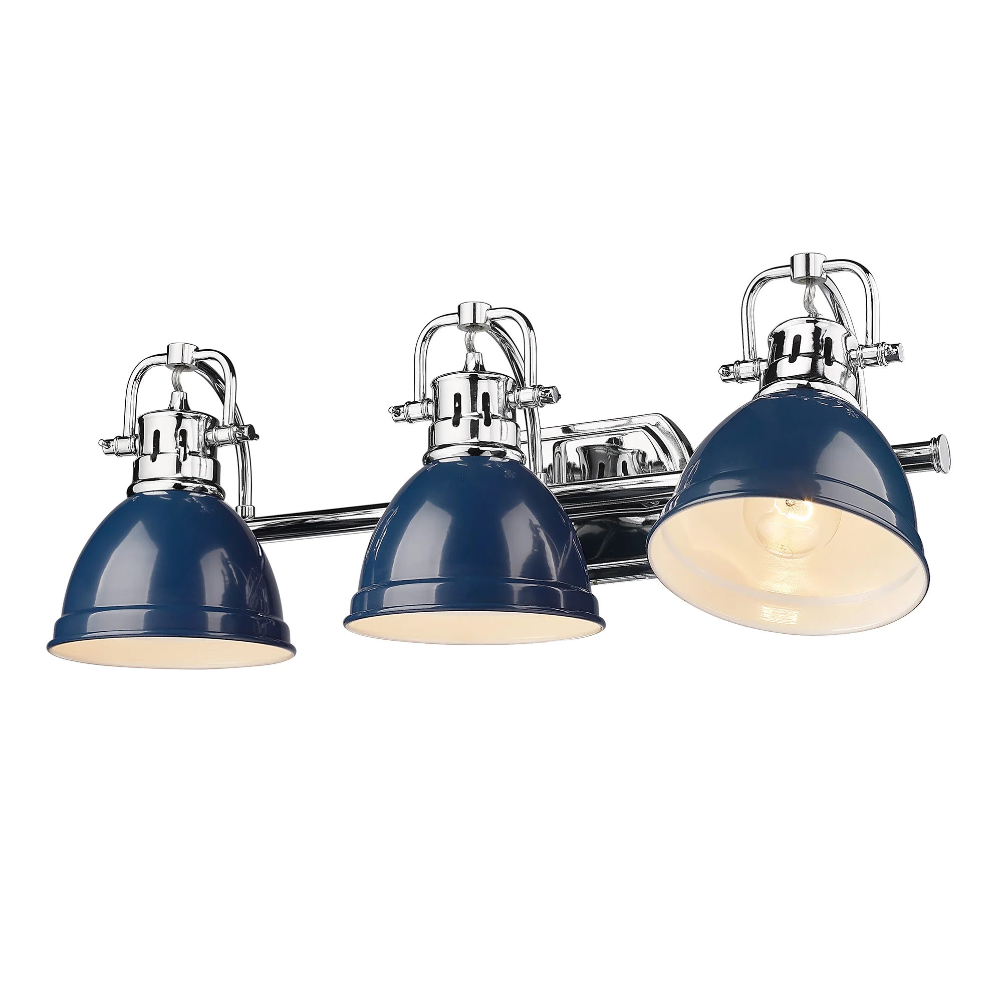 Duncan 3-light Vanity in Chrome and Navy Blue shade - Image 3