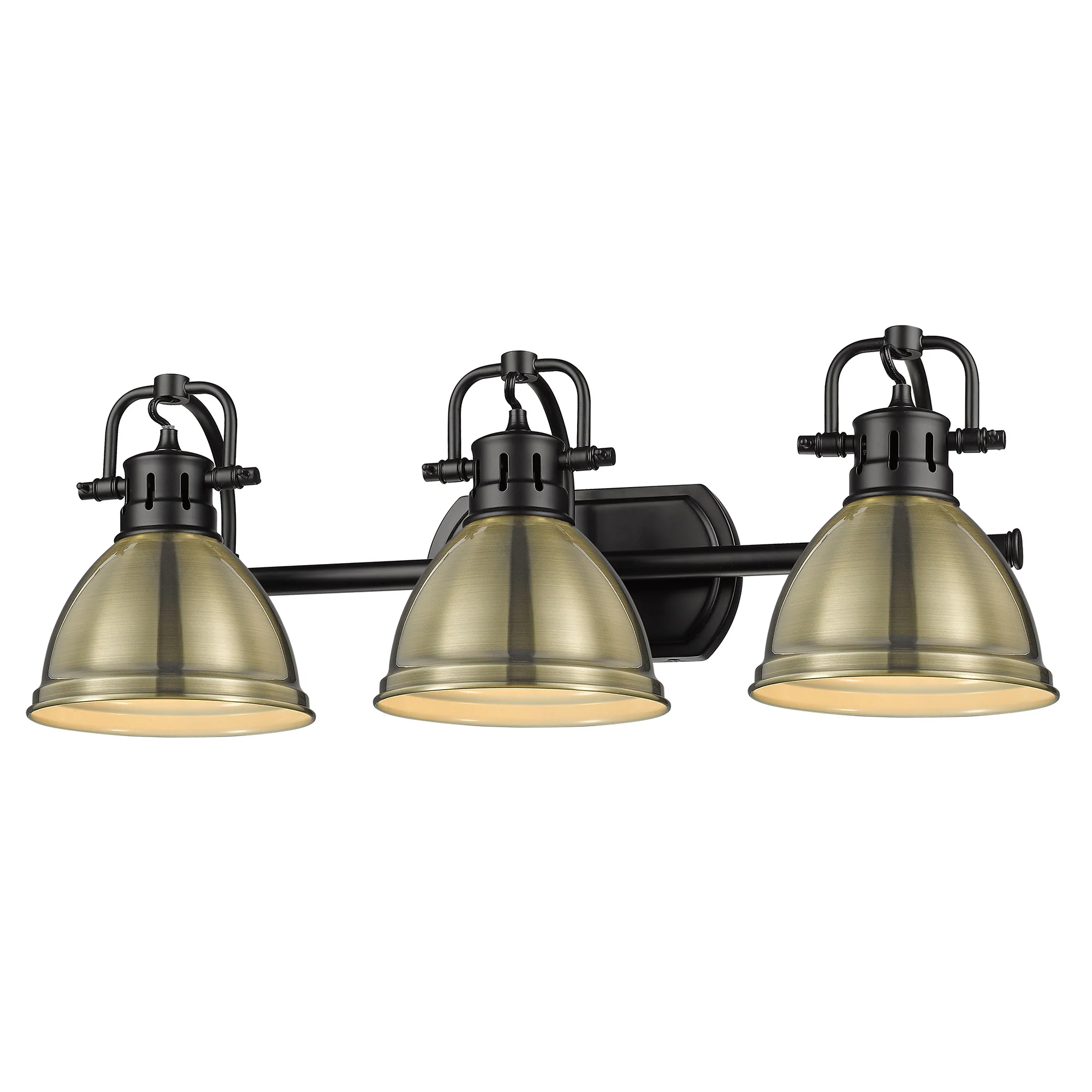 Duncan 3-light Vanity in Matte Black and Aged Brass shade