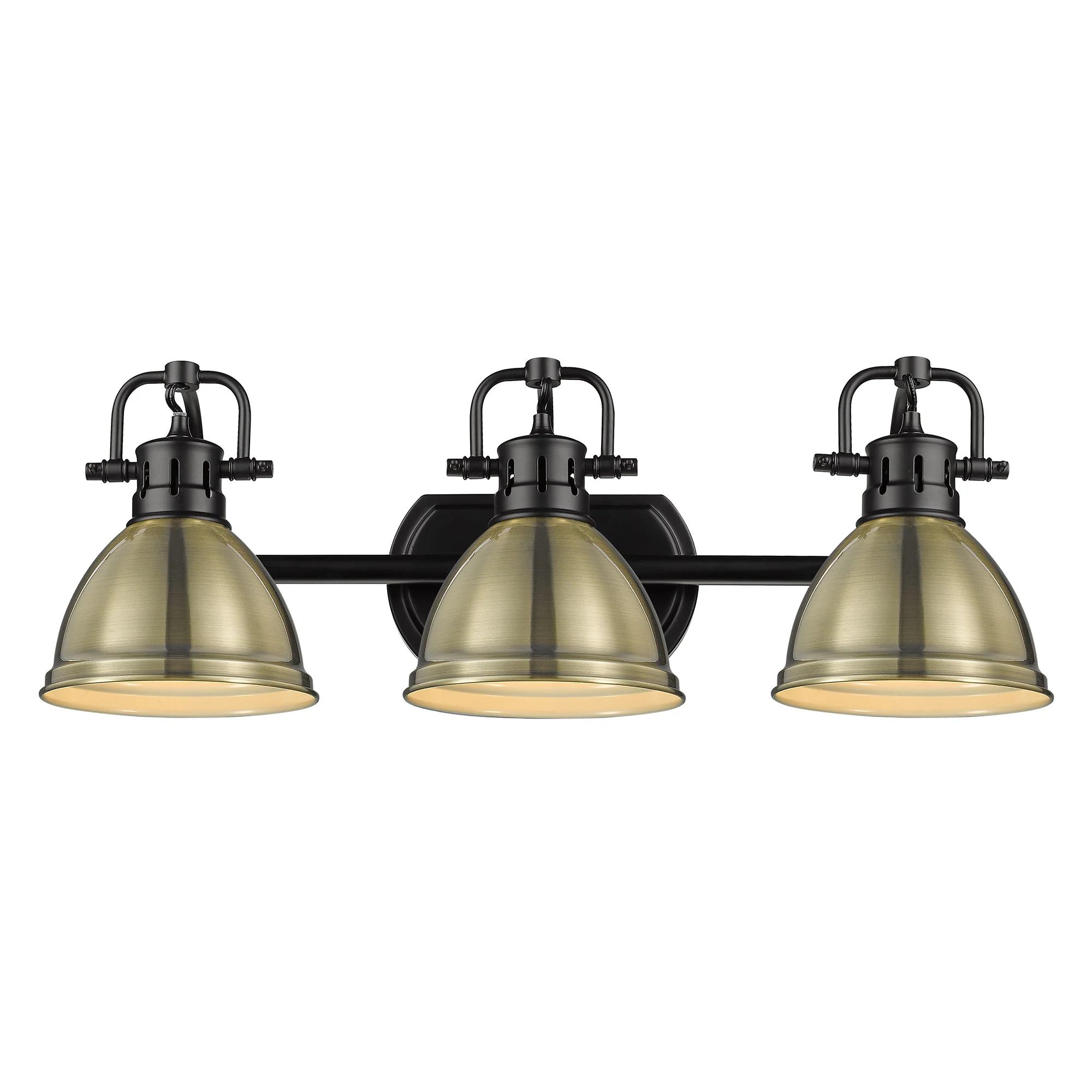 Duncan 3-light Vanity in Matte Black and Aged Brass shade - Image 2