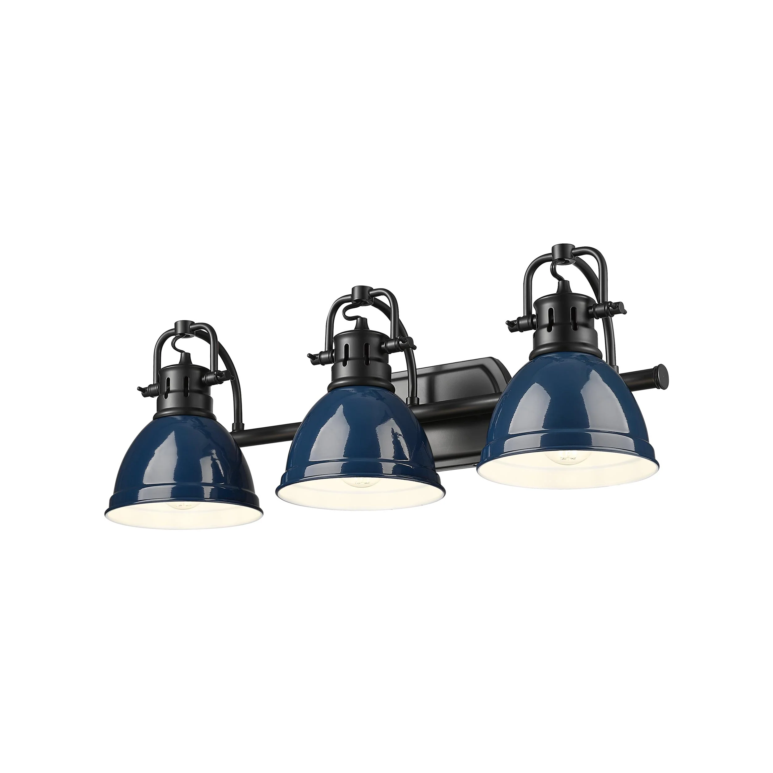 Duncan 3-light Vanity in Matte Black and Navy Blue shade