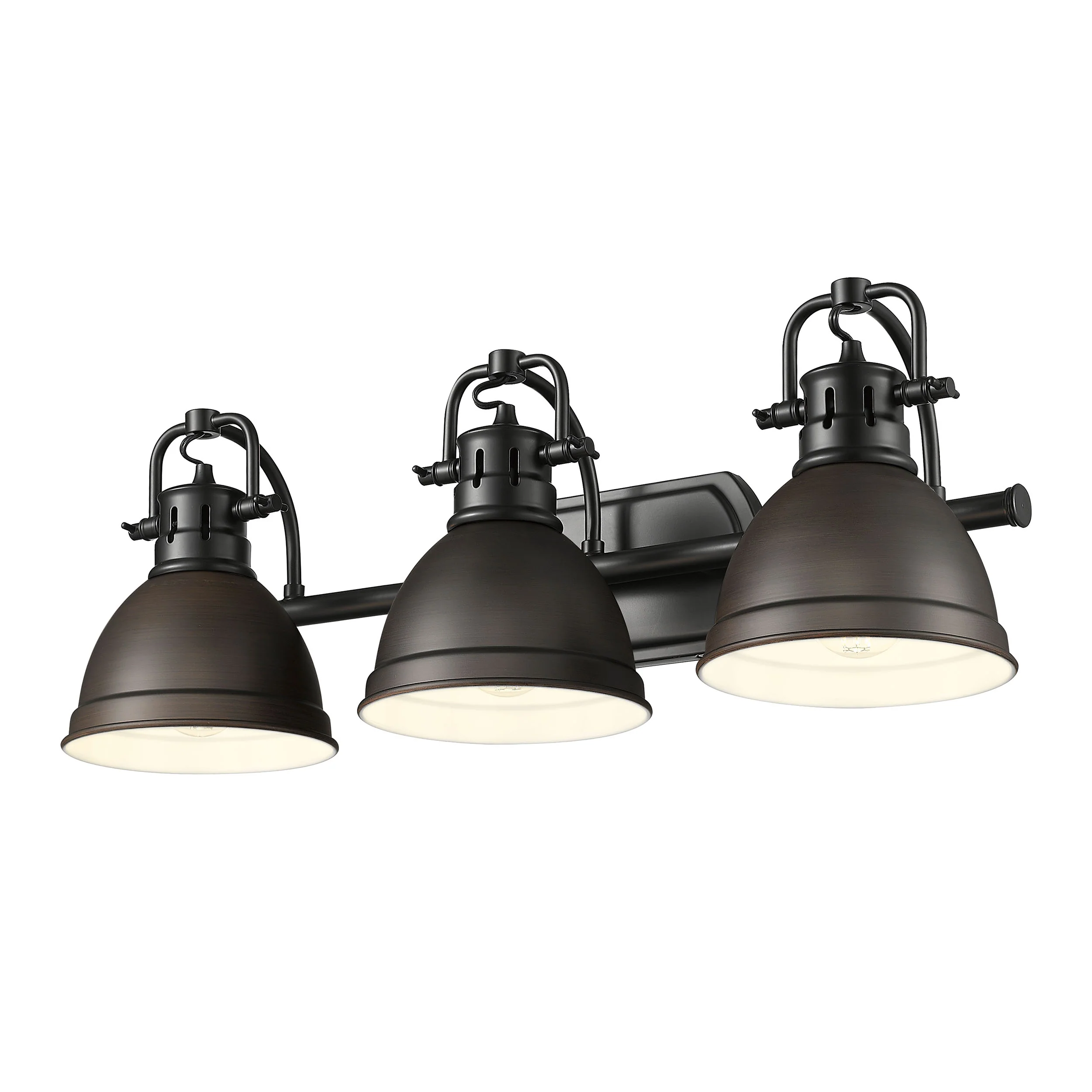 Duncan 3-light Vanity in Matte Black and Rubbed Bronze shade