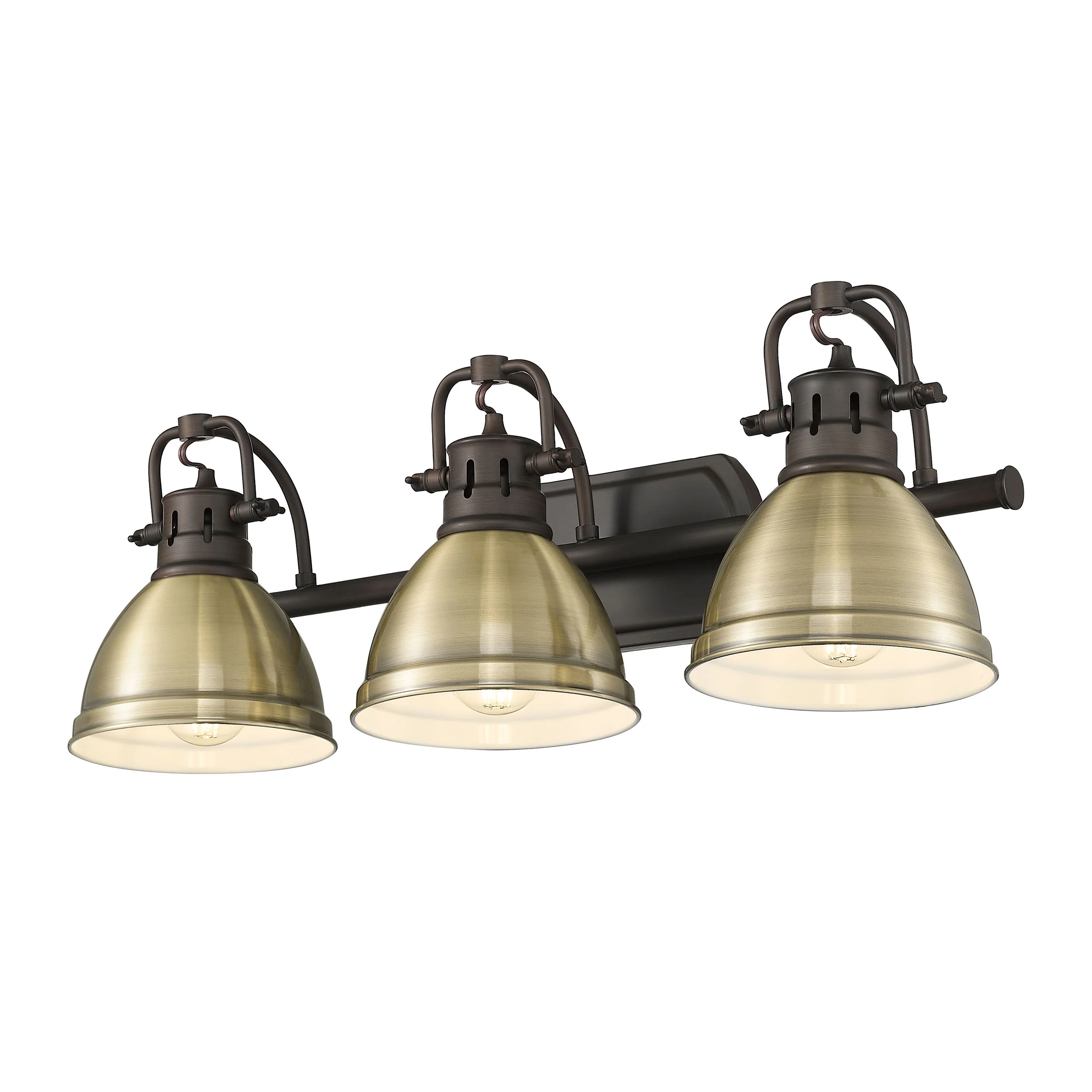 Duncan 3-light Vanity in Rubbed Bronze and Aged Brass shade
