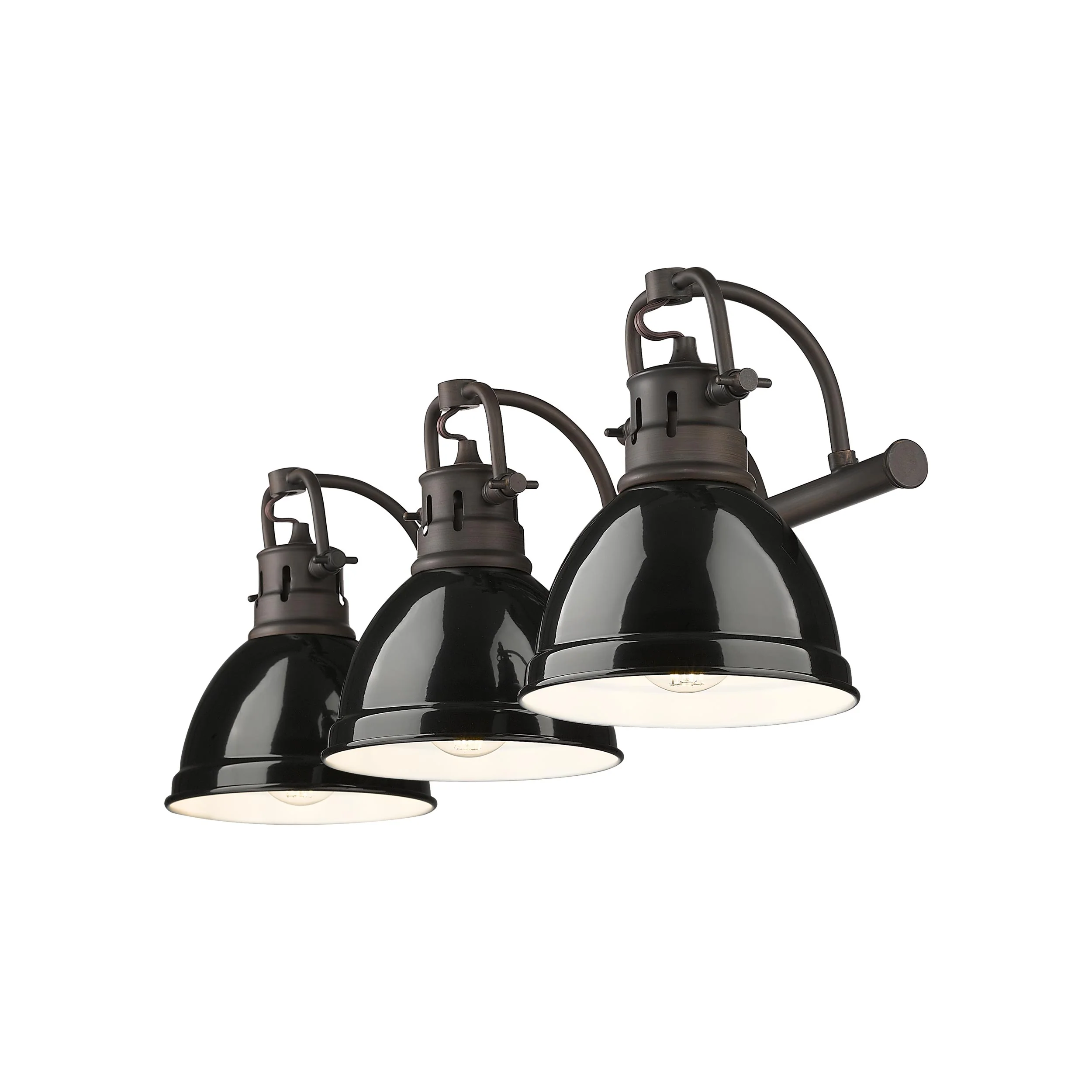 Duncan 3-light Vanity in Rubbed Bronze and Black shade - Image 2