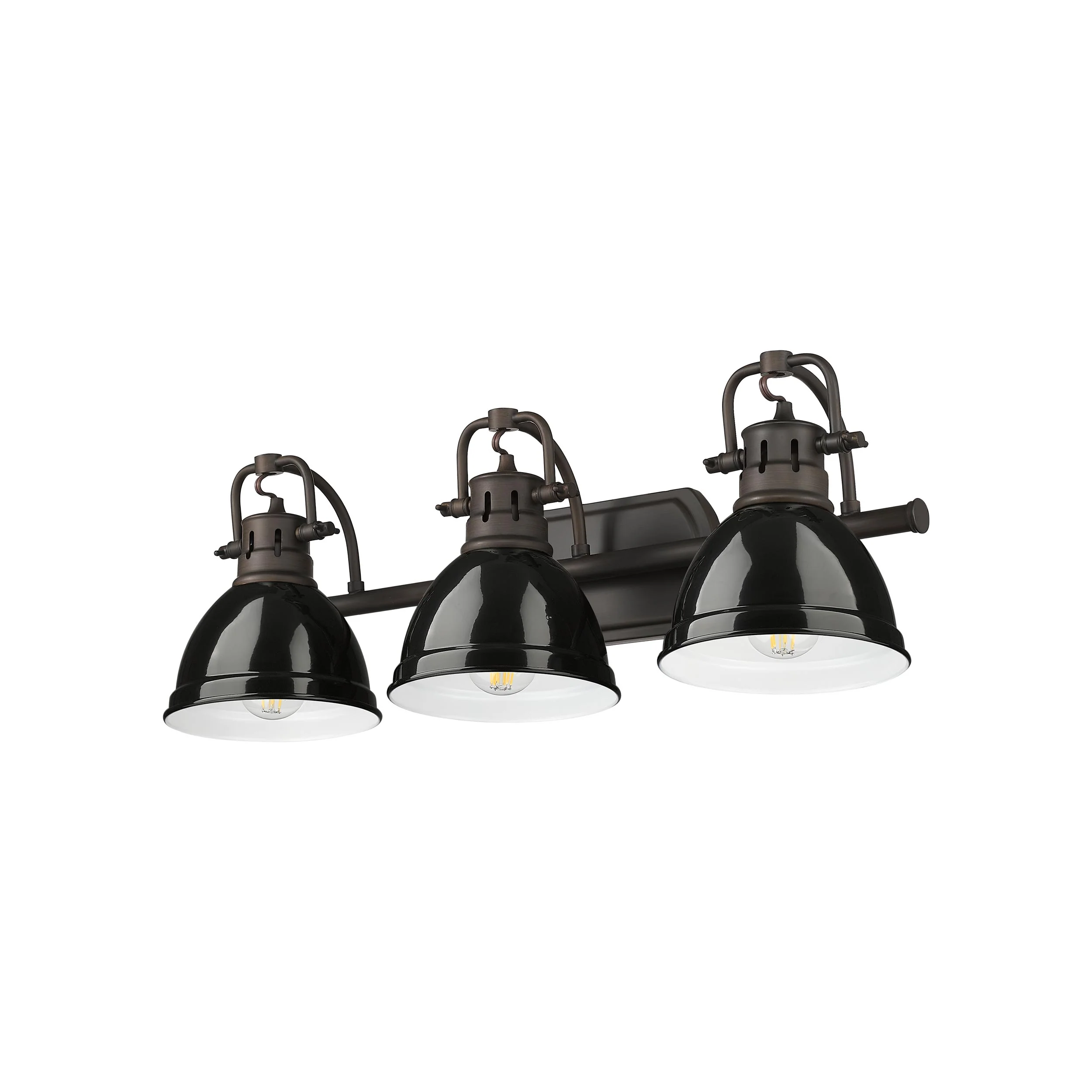 Duncan 3-light Vanity in Rubbed Bronze and Black shade - Image 3